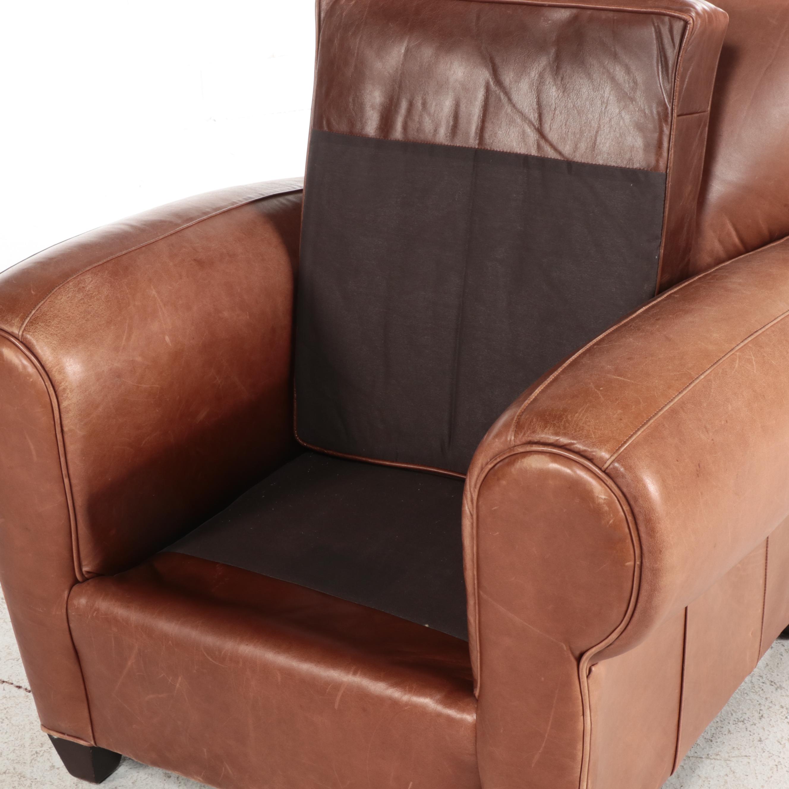 Mitchell Gold for Pottery Barn "Manhattan" Brown Leather Club Chair