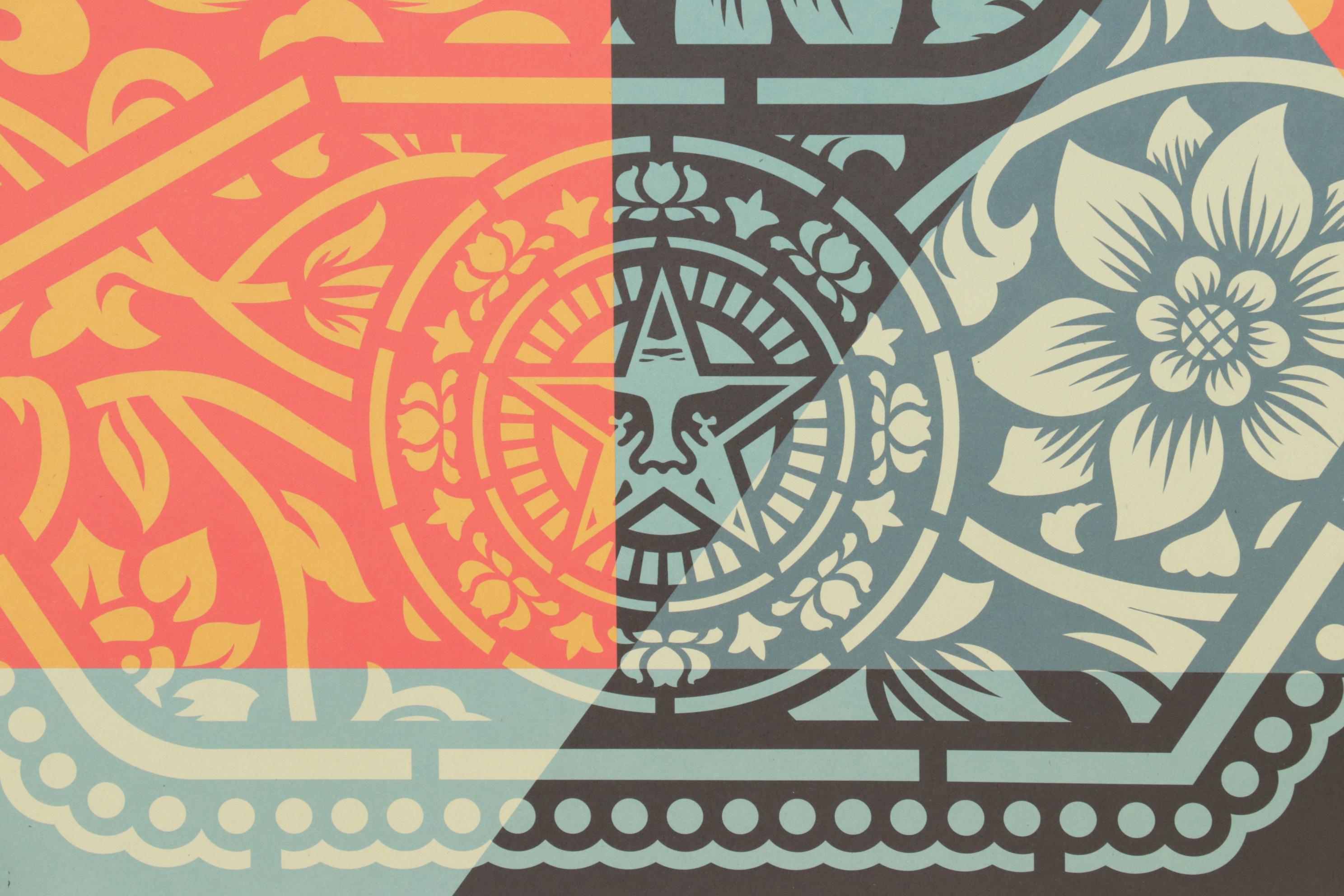 Shepard Fairey Geometric Offset Lithograph "Peace Fingers," 2024