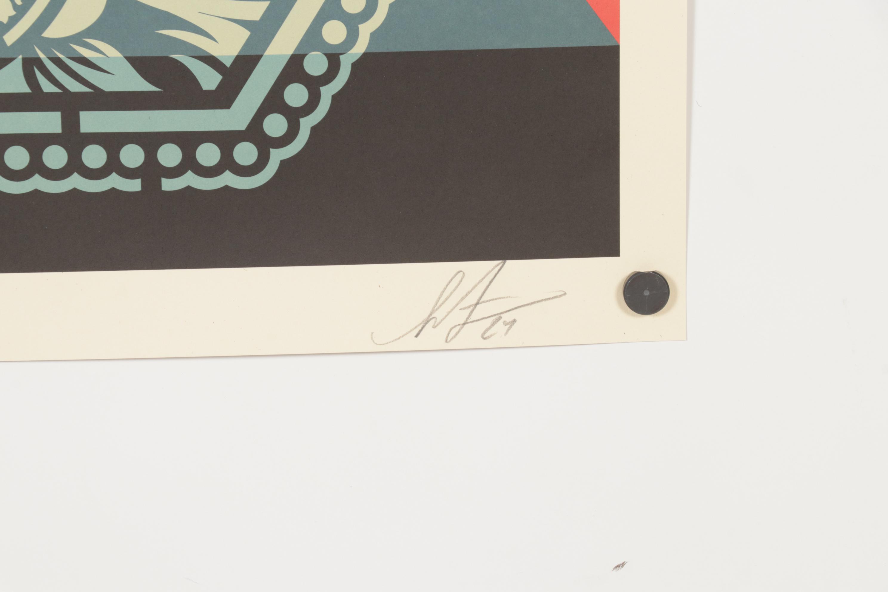 Shepard Fairey Geometric Offset Lithograph "Peace Fingers," 2024