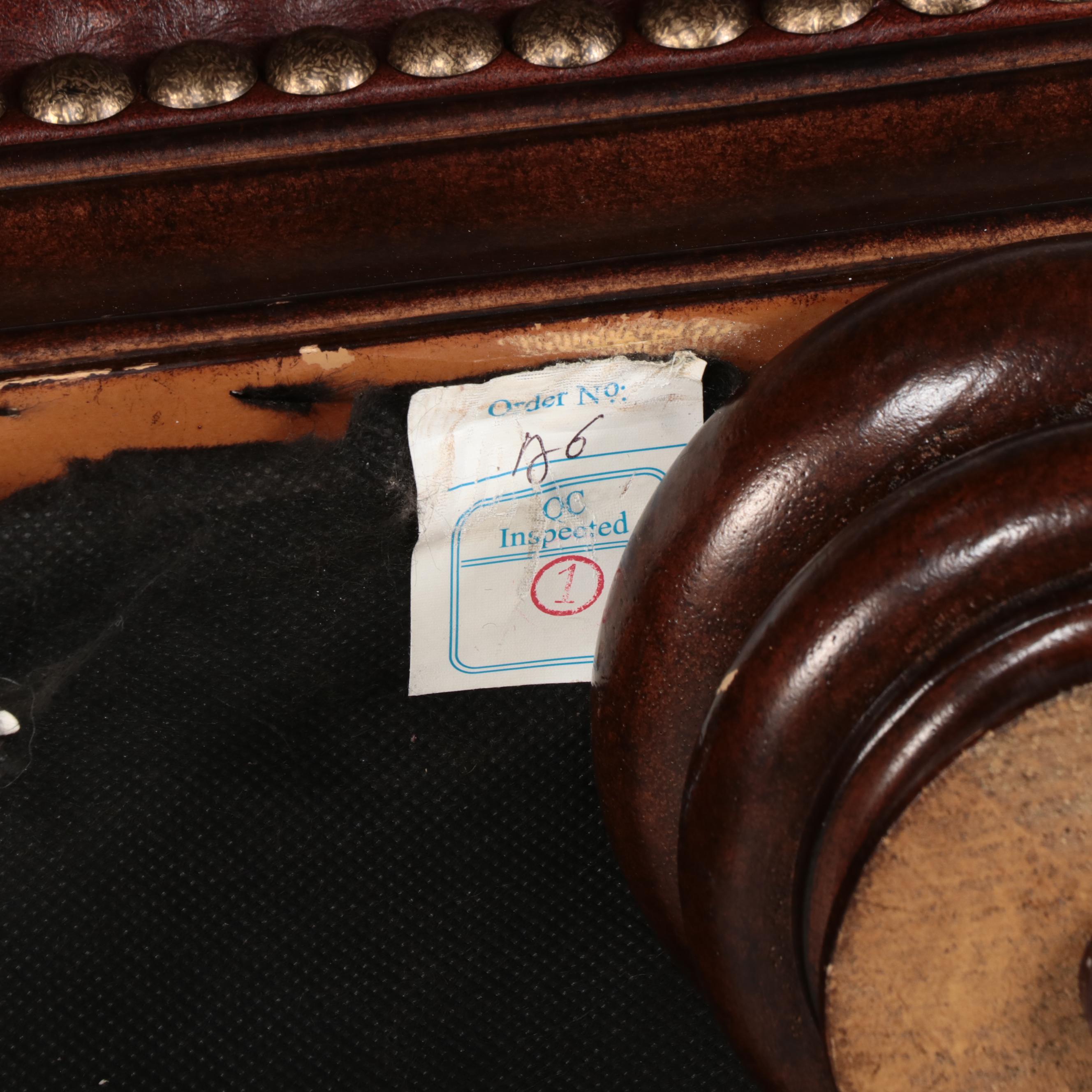 Henredon Upholstery Collection Leather and Brass-Tacked Sofa