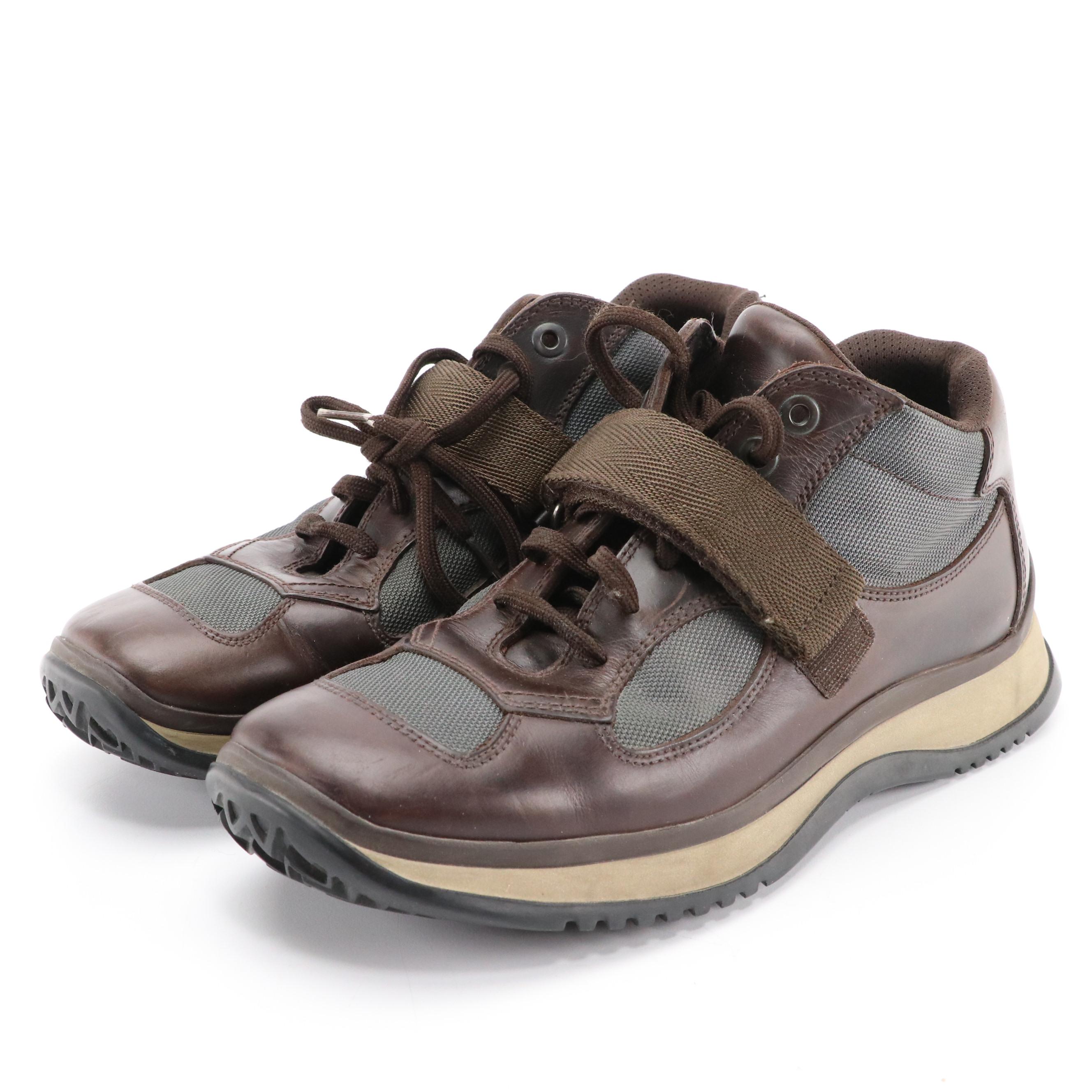 Men's Prada Sport Brown Leather America's Cup Hiking Boots, 1990s