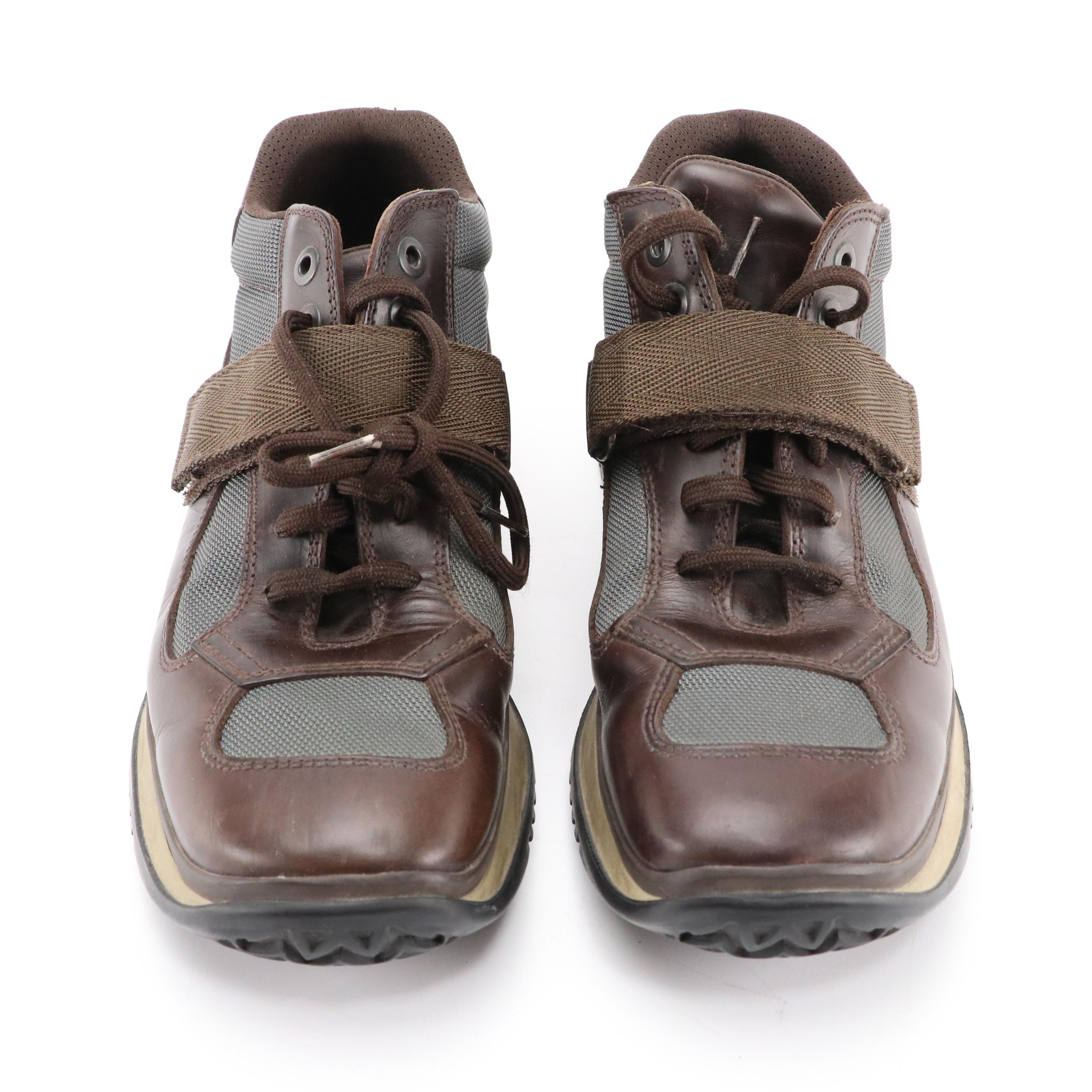 Men's Prada Sport Brown Leather America's Cup Hiking Boots, 1990s