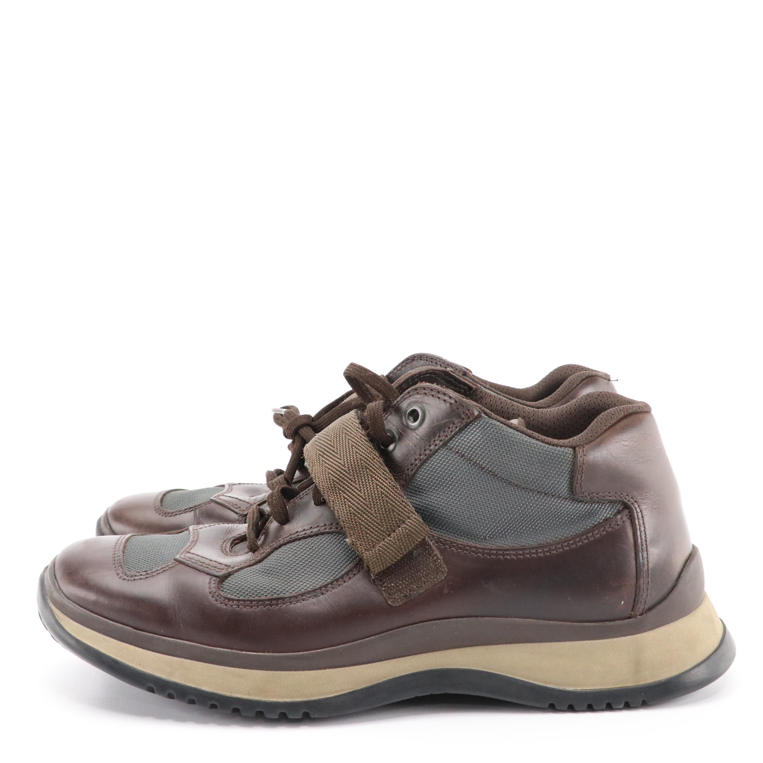 Men's Prada Sport Brown Leather America's Cup Hiking Boots, 1990s