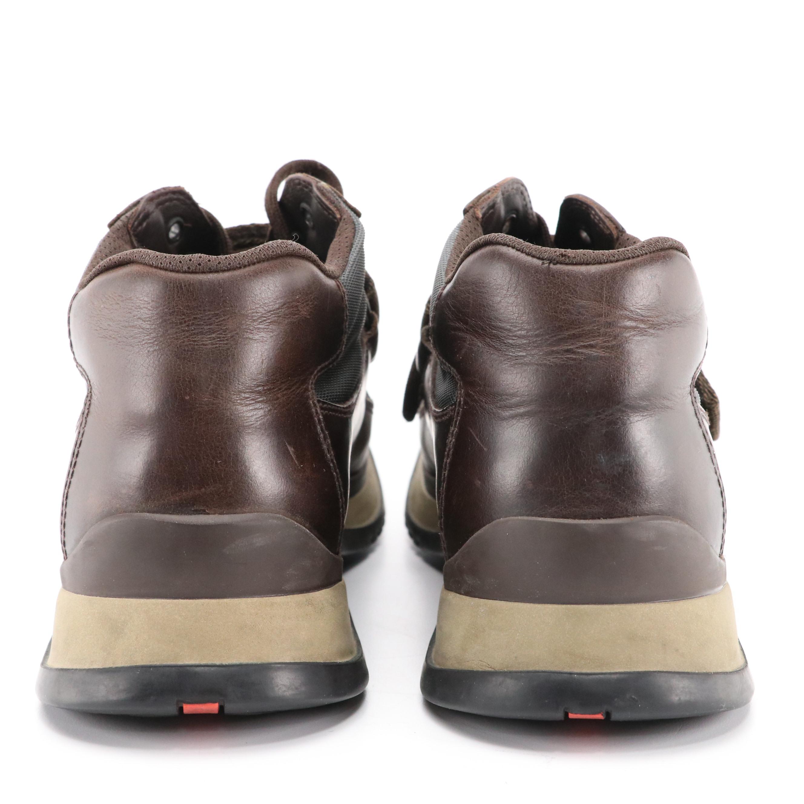 Men's Prada Sport Brown Leather America's Cup Hiking Boots, 1990s