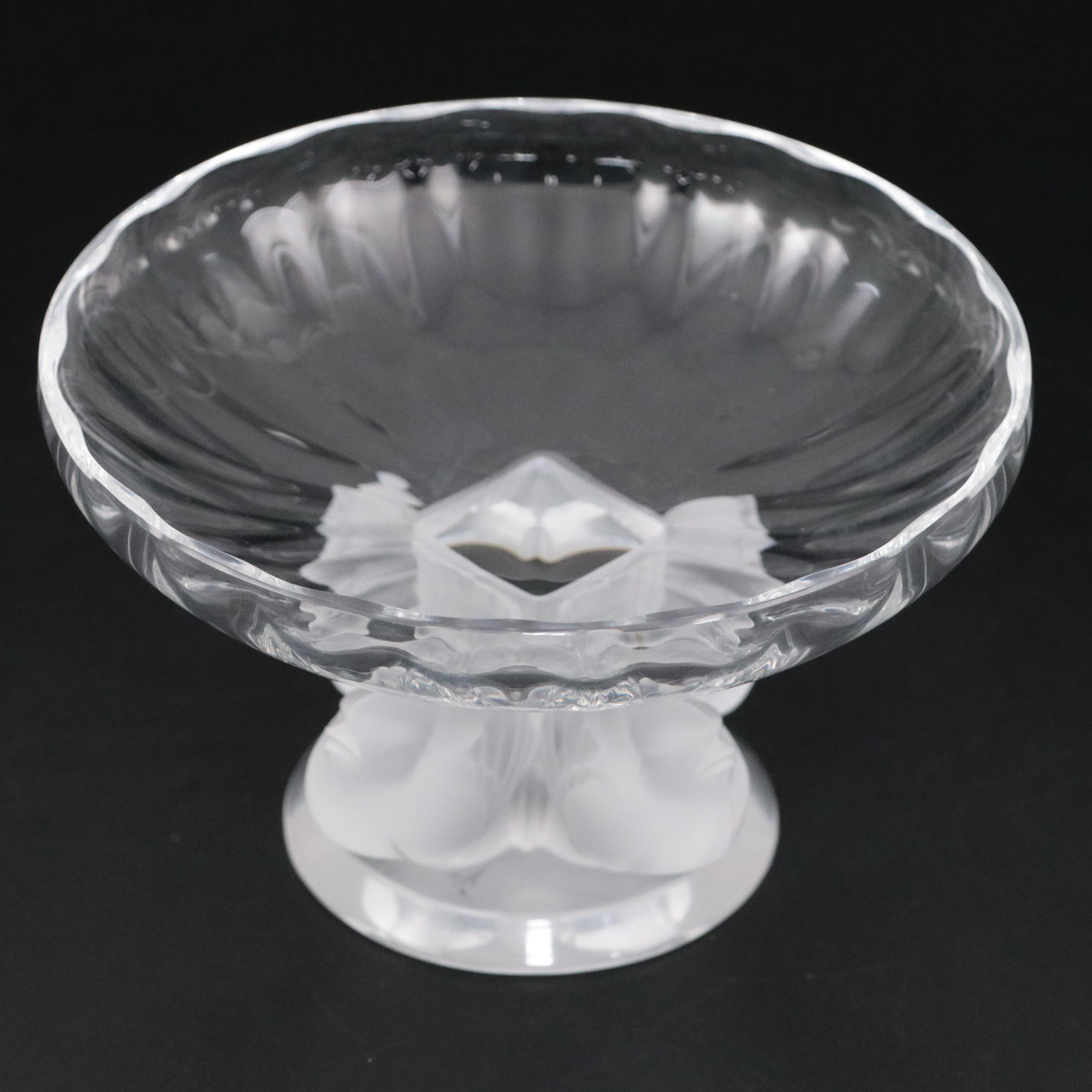 Lalique Crystal "Nogent" Centerpiece Bowl With Boar and Sparrow Figures