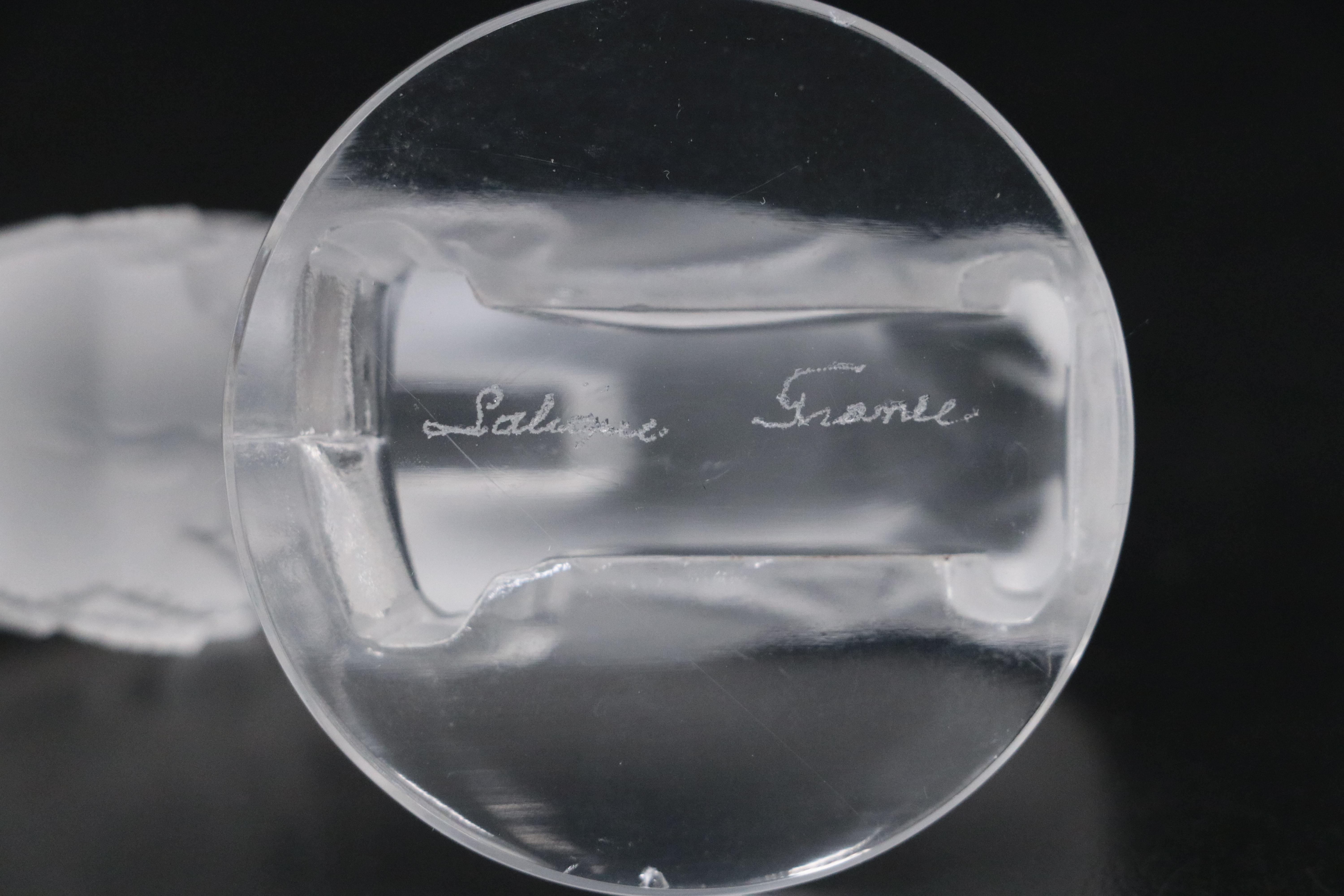 Lalique Crystal "Nogent" Centerpiece Bowl With Boar and Sparrow Figures