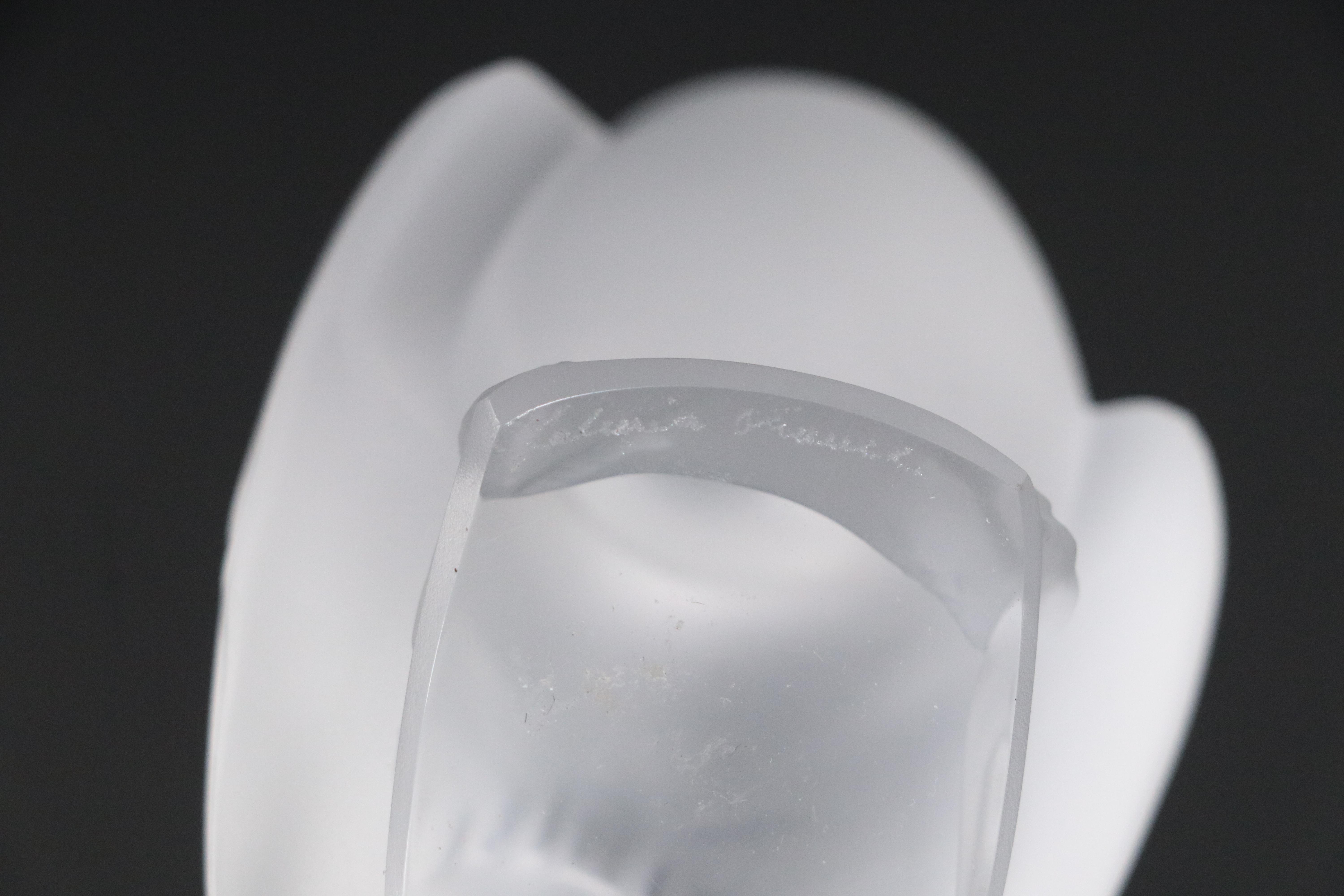 Lalique Crystal "Nogent" Centerpiece Bowl With Boar and Sparrow Figures