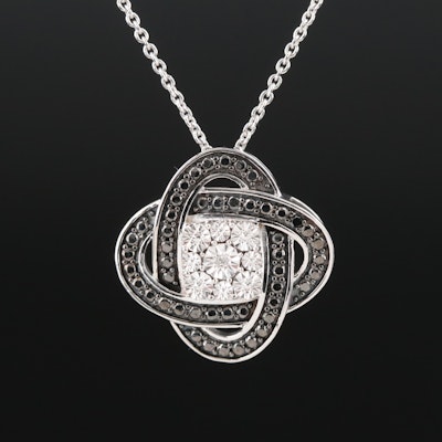 Sterling Quatrefoil Necklace with Diamond and Lab Grown Fancy Diamond Accents