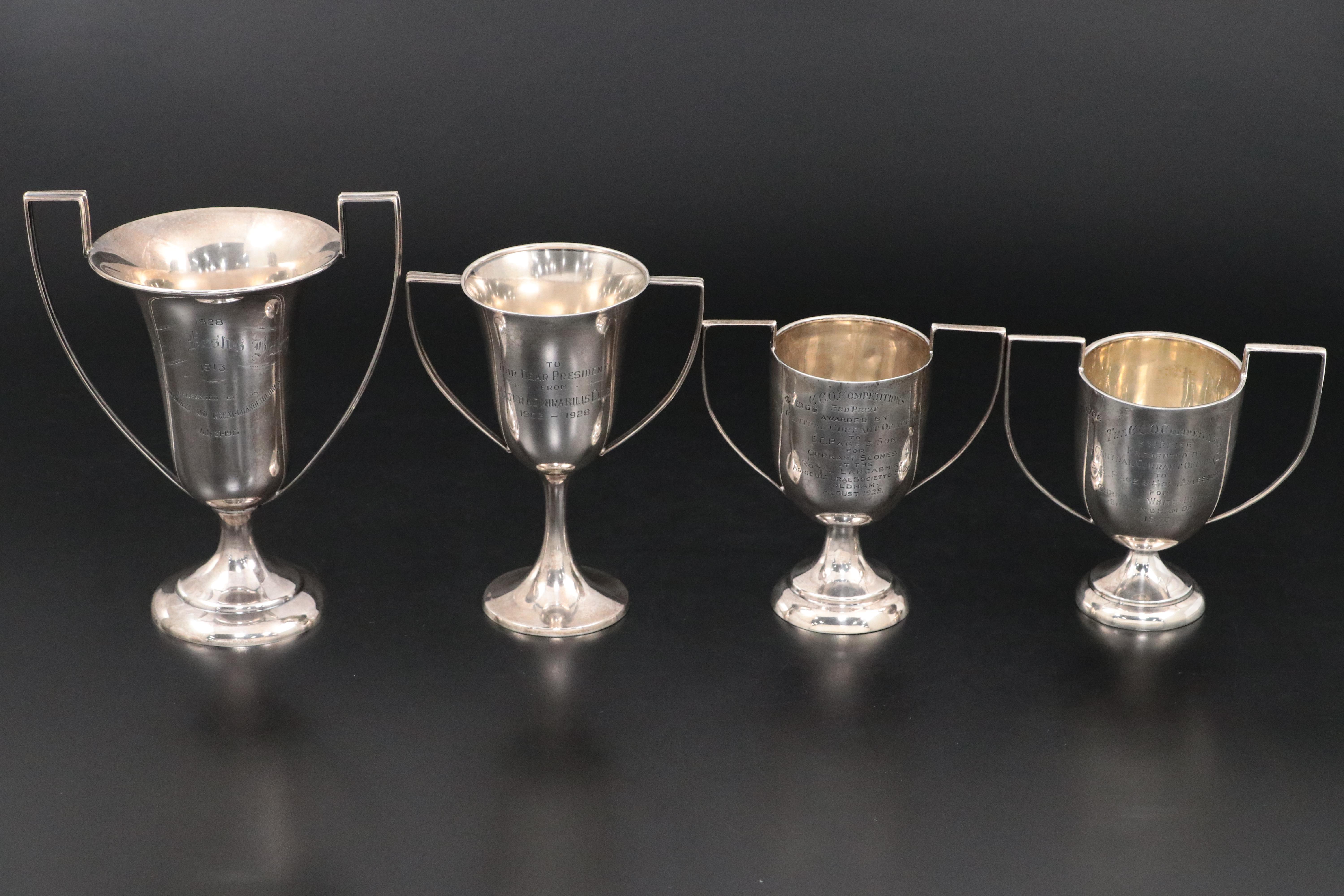 Sterling Silver Trophies Including for "Current Scones", Early 20th Century