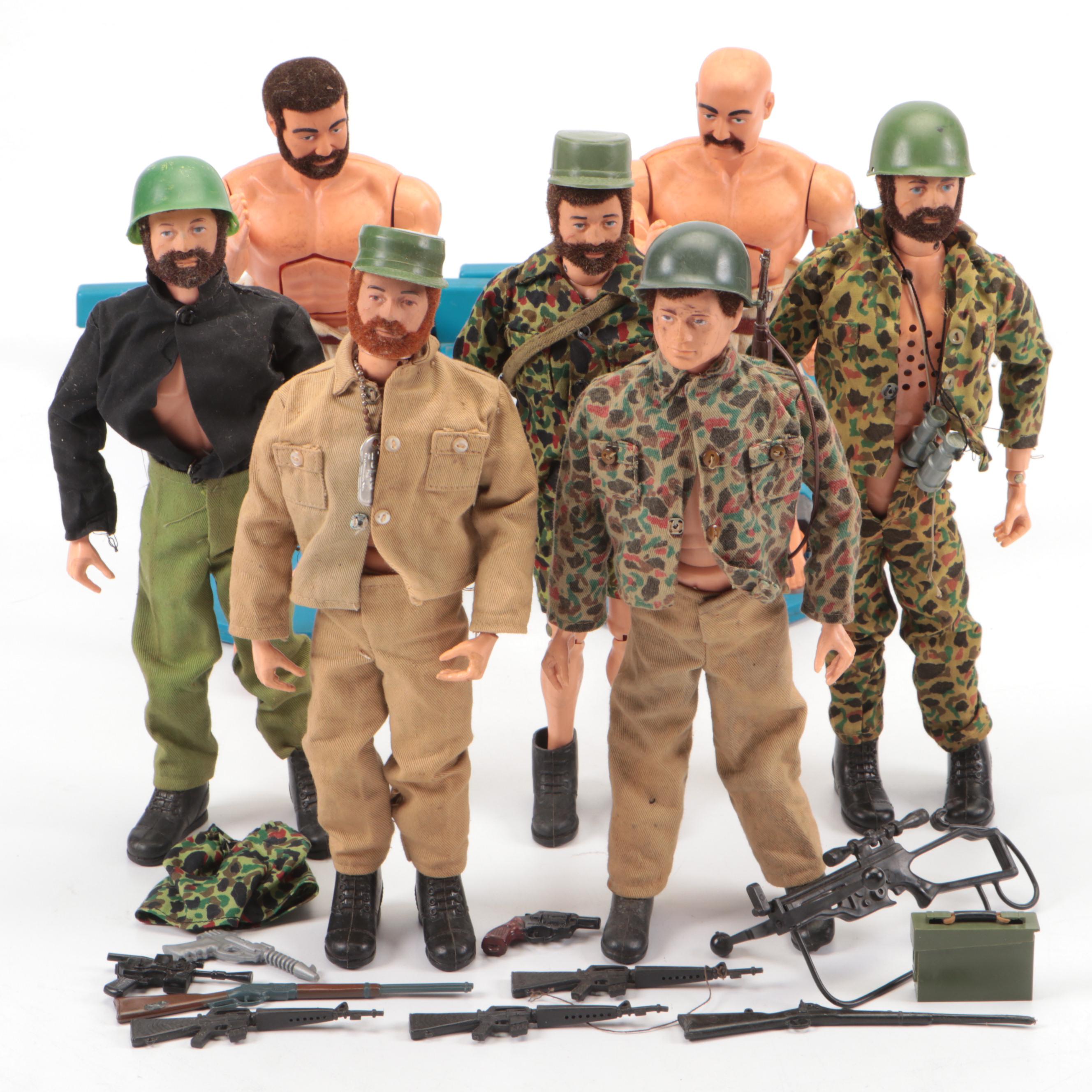 Hasbro Flocked Hair G.I Joe Action Figures with Kar-A-A-Ate Men Battling Figures