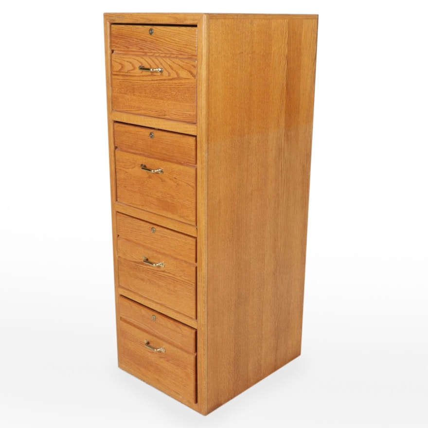 Oak Four-Drawer Filing Cabinet