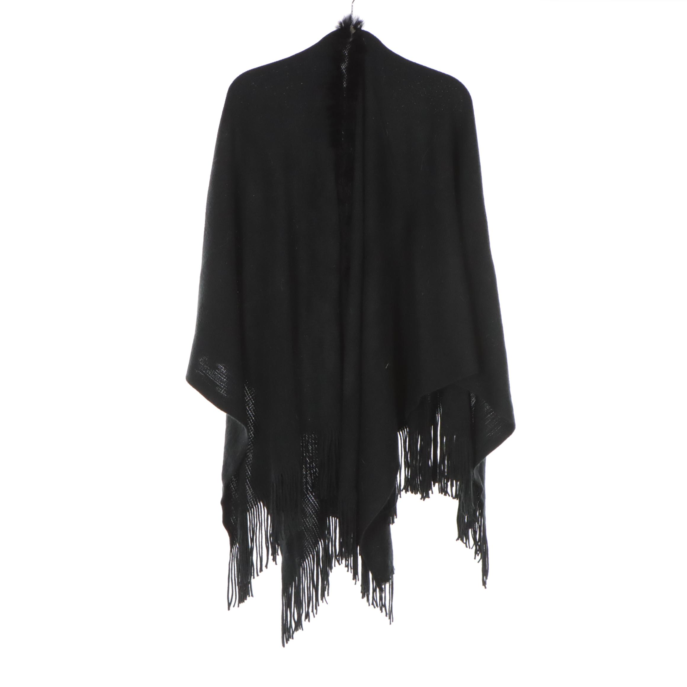 Knit Wrap with Rabbit Fur Trim with Faux Fur, and Faux Fur and Knit Cape Jackets