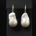 18K Pearl Dangle Earrings