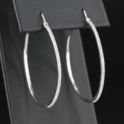 Sterling 0.26 CTW Diamond Hoop Earrings