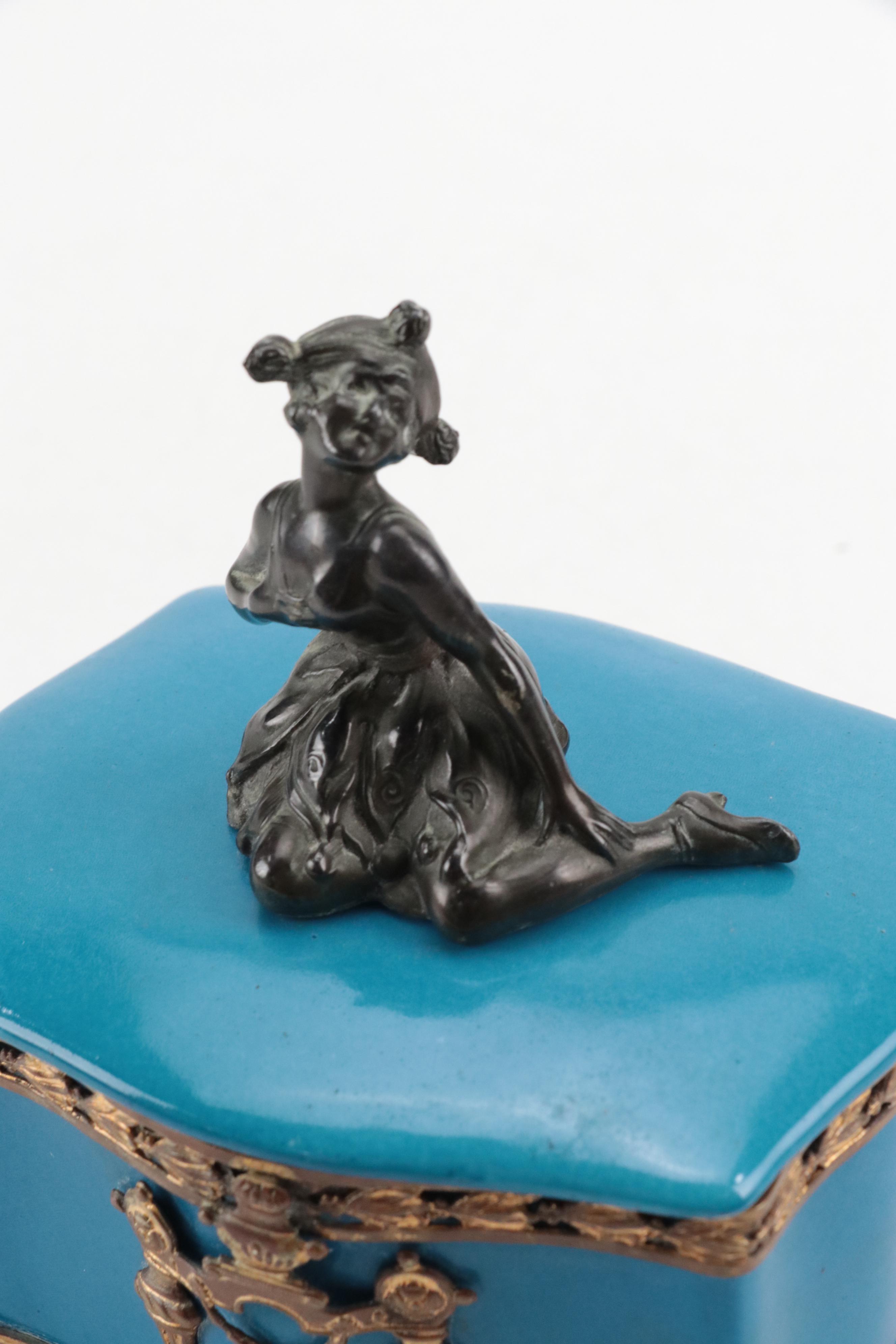 German Porcelain and Gilt Metal Mounted Vanity Box