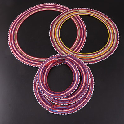 East African Maasai Glass Beaded Collar Necklaces