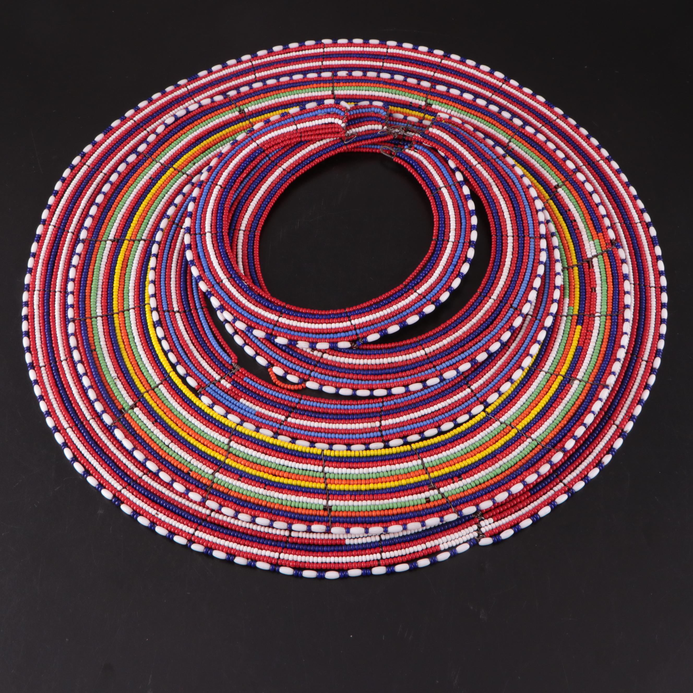 East African Maasai Glass Beaded Collar Necklaces