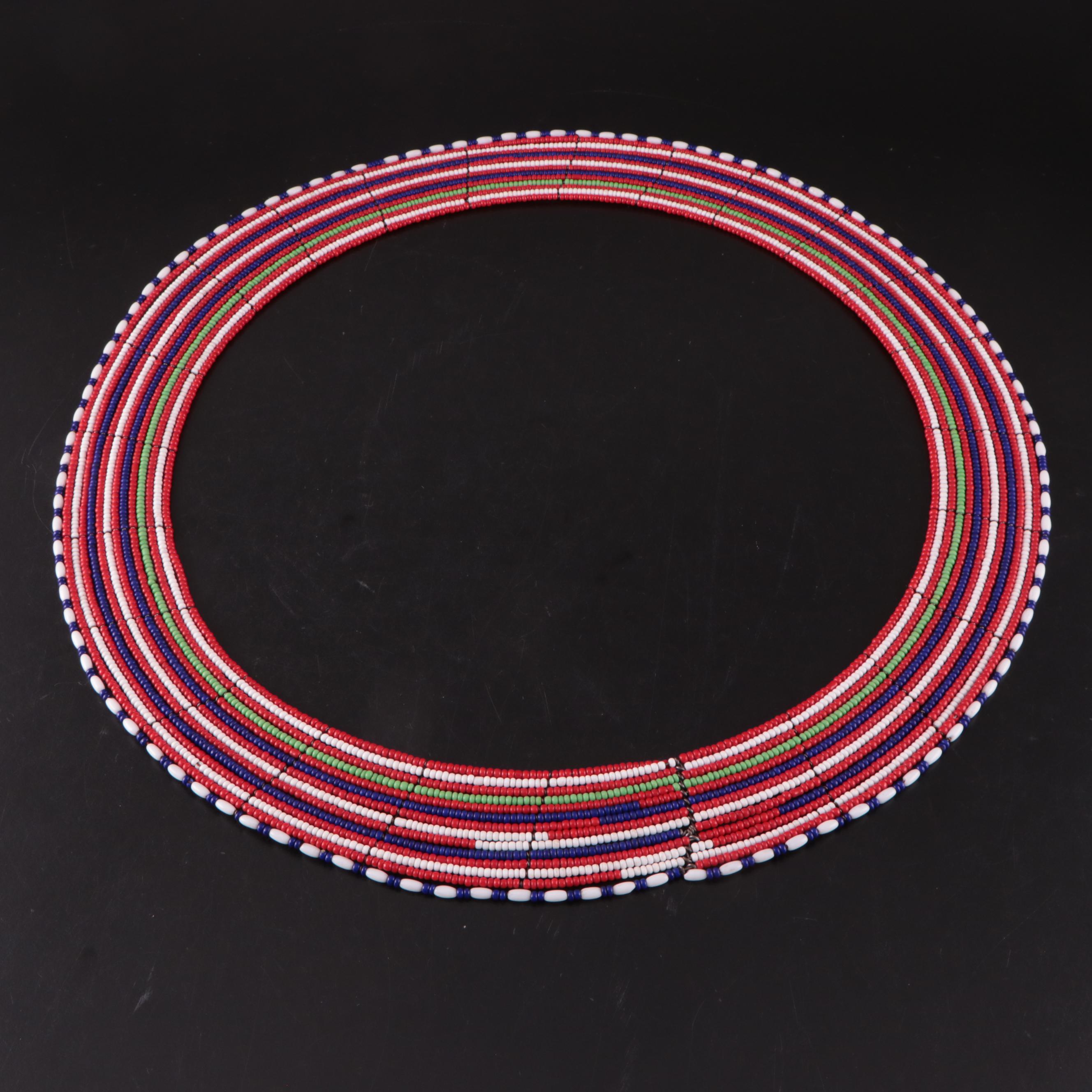 East African Maasai Glass Beaded Collar Necklaces