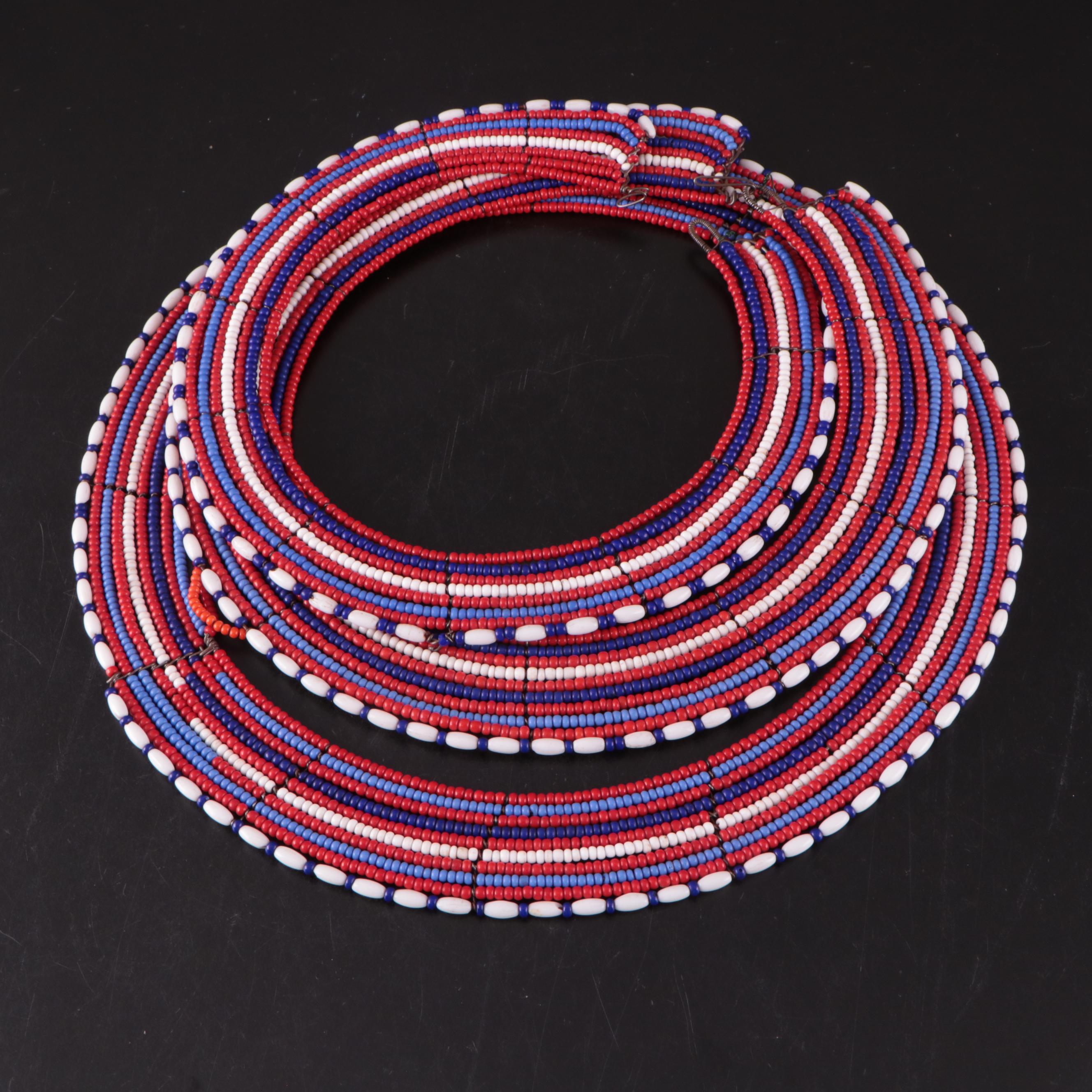 East African Maasai Glass Beaded Collar Necklaces