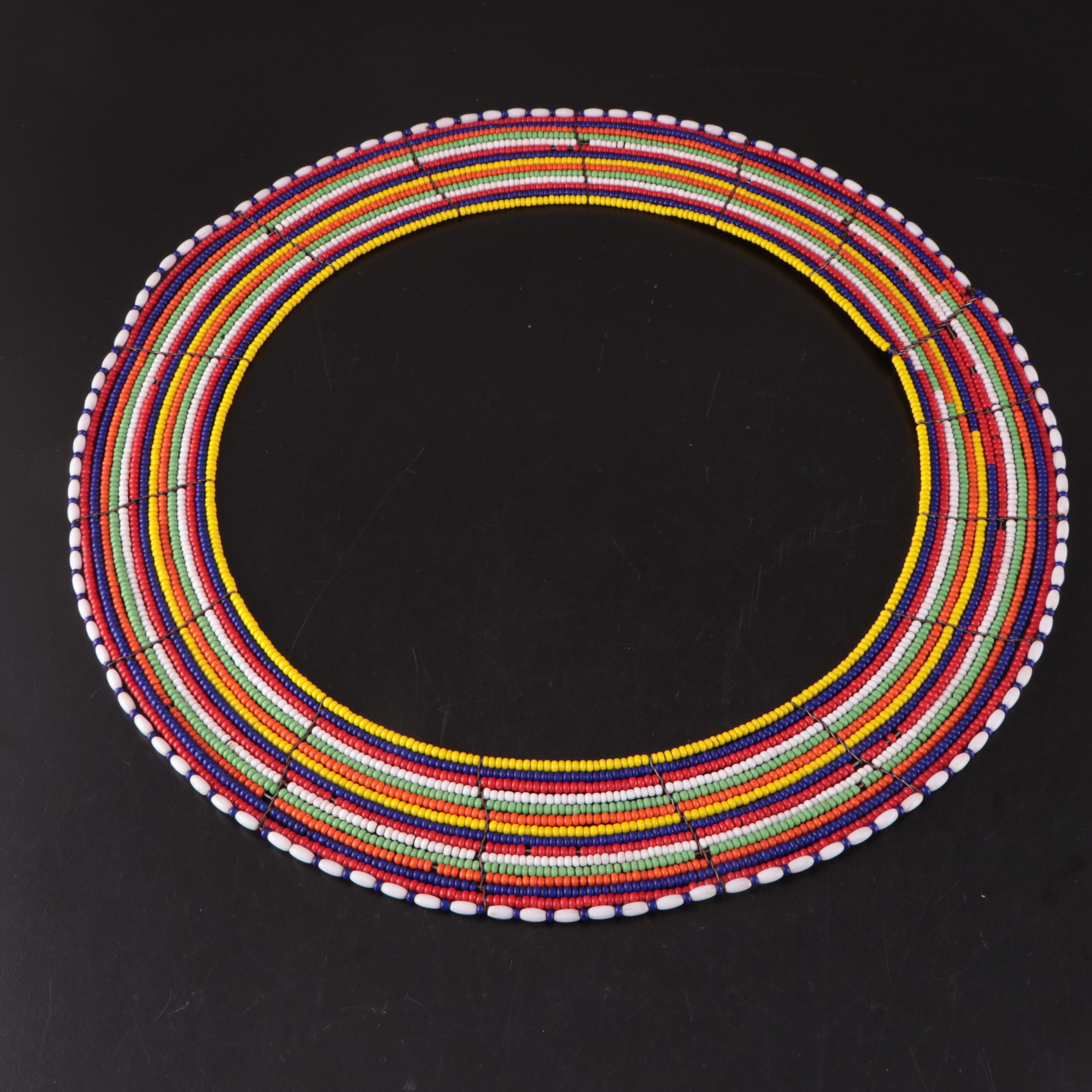 East African Maasai Glass Beaded Collar Necklaces