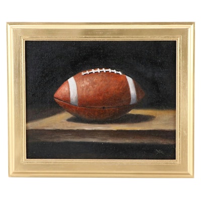 Houra Alghizzi Still Life Oil Painting "Football," 2024