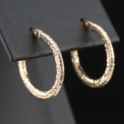 14K Hoop Earrings with Diamond-Cut Finish
