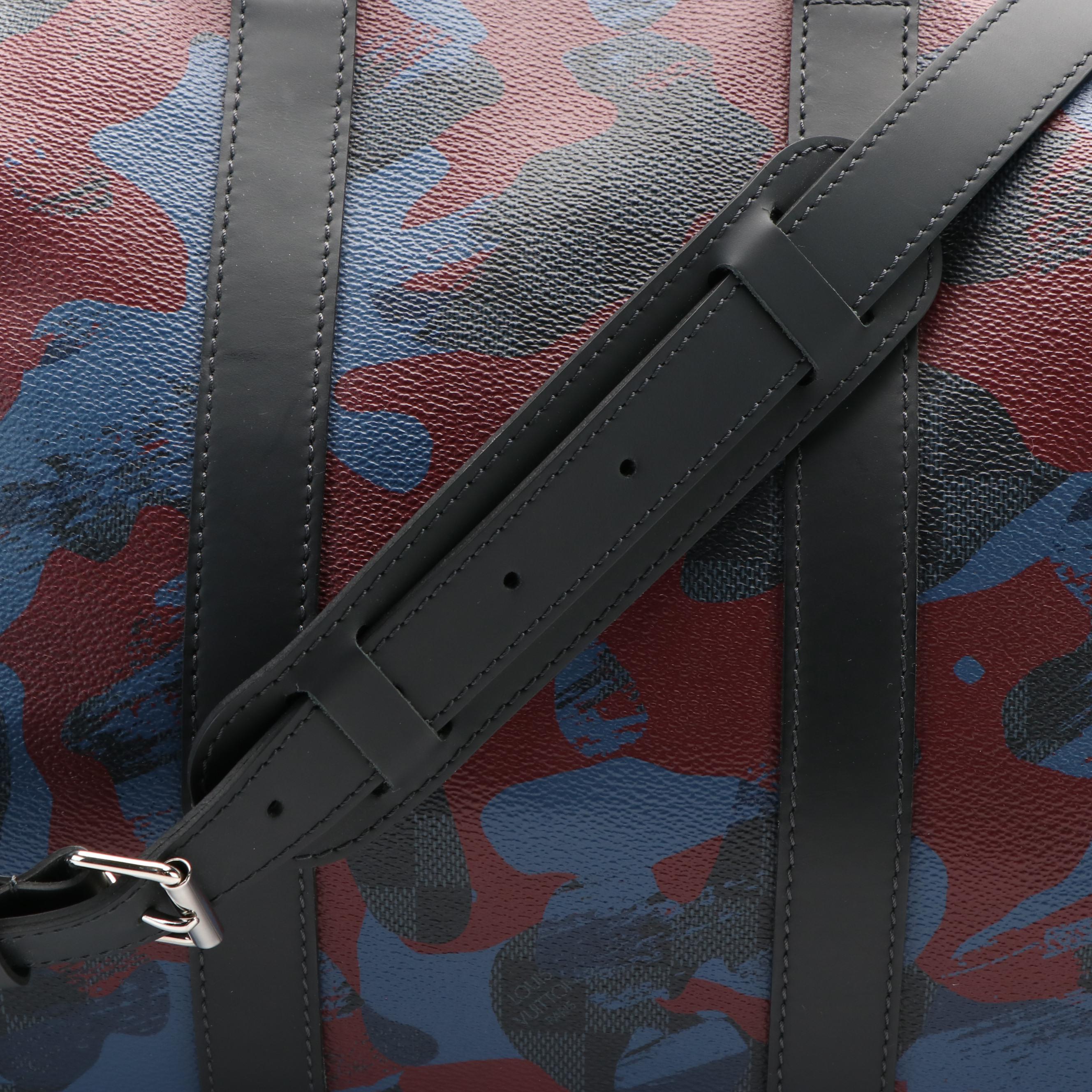 Louis Vuitton Keepall Bandoulière 45 Duffel Bag in Damier Cobalt Camouflage