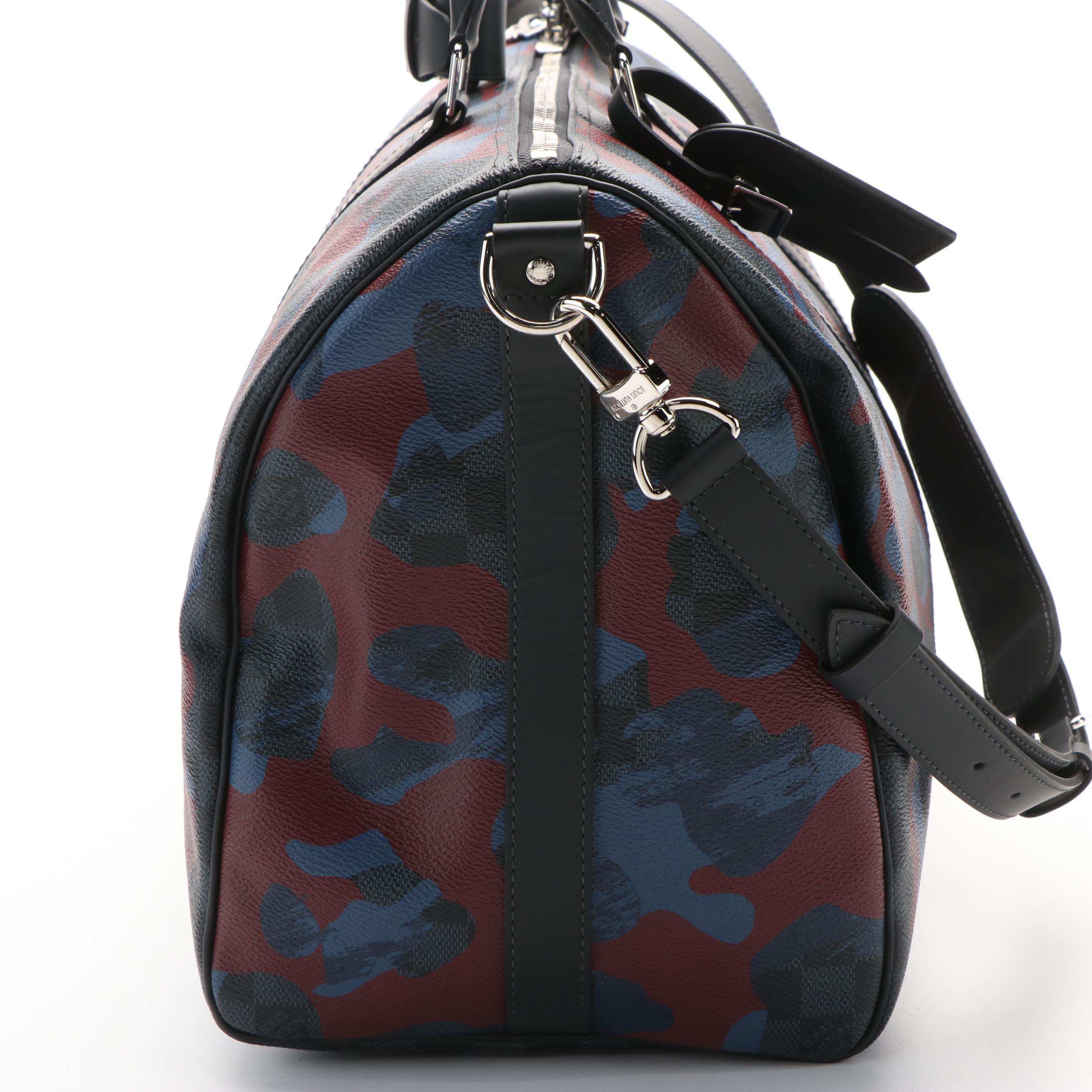 Louis Vuitton Keepall Bandoulière 45 Duffel Bag in Damier Cobalt Camouflage