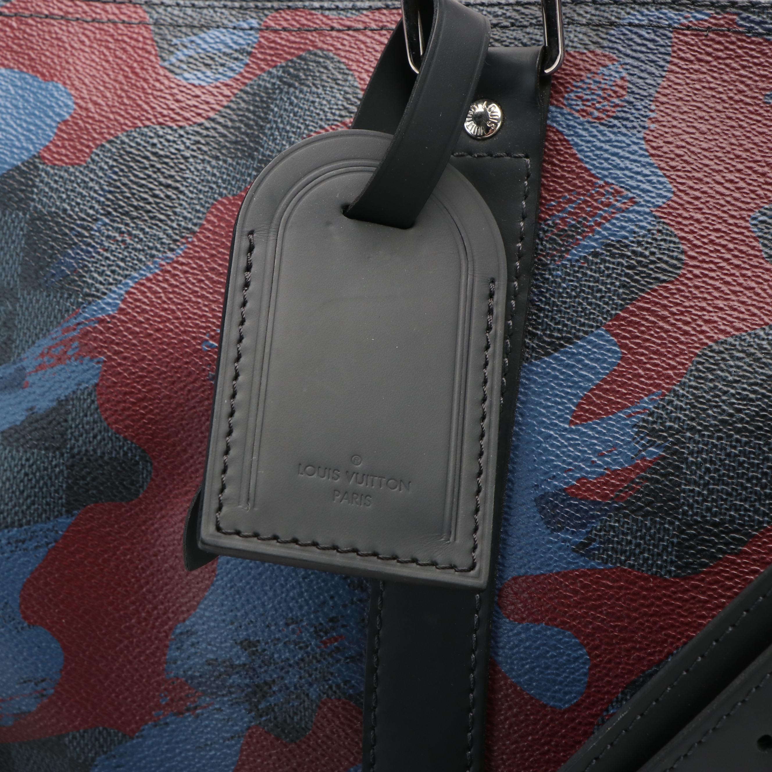 Louis Vuitton Keepall Bandoulière 45 Duffel Bag in Damier Cobalt Camouflage