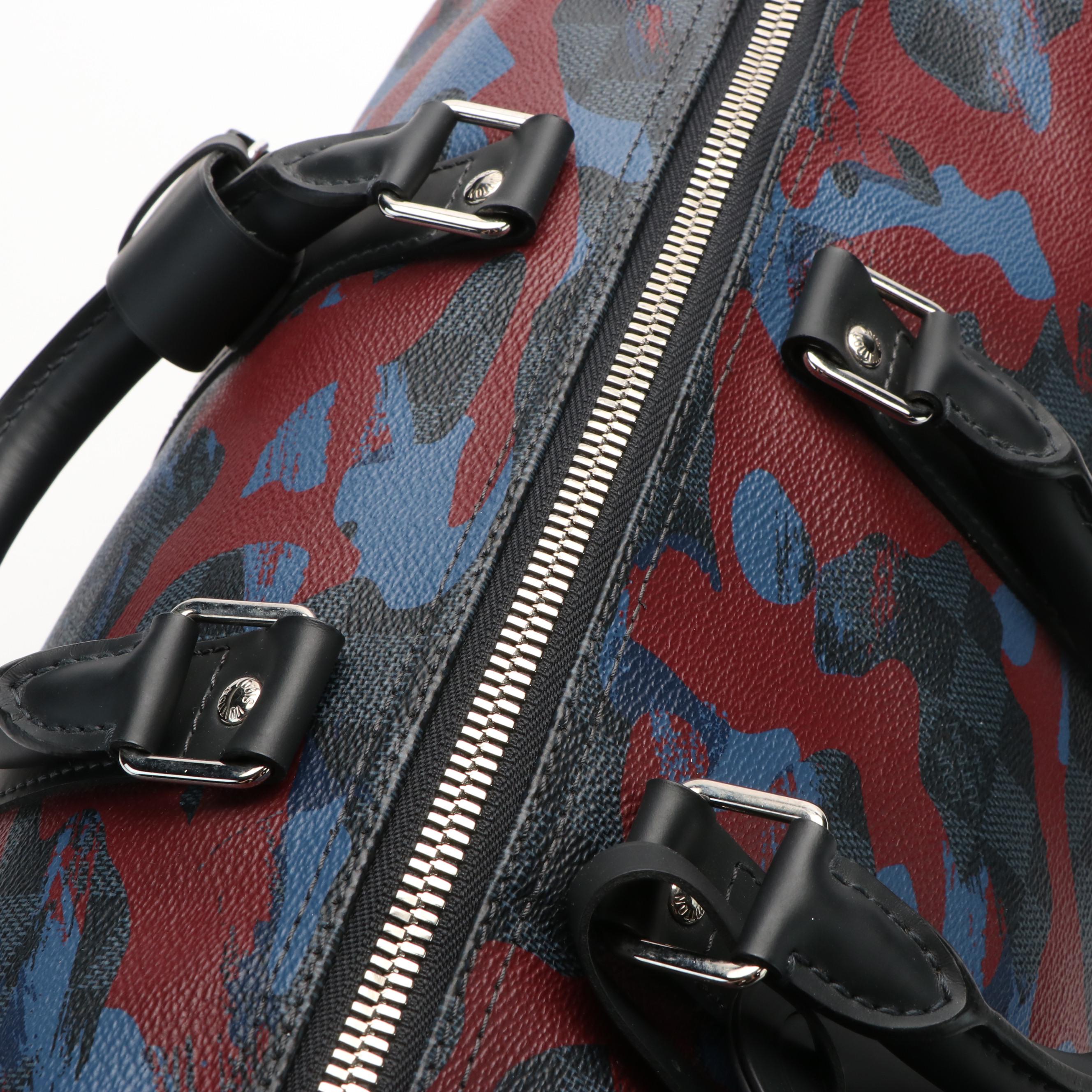 Louis Vuitton Keepall Bandoulière 45 Duffel Bag in Damier Cobalt Camouflage