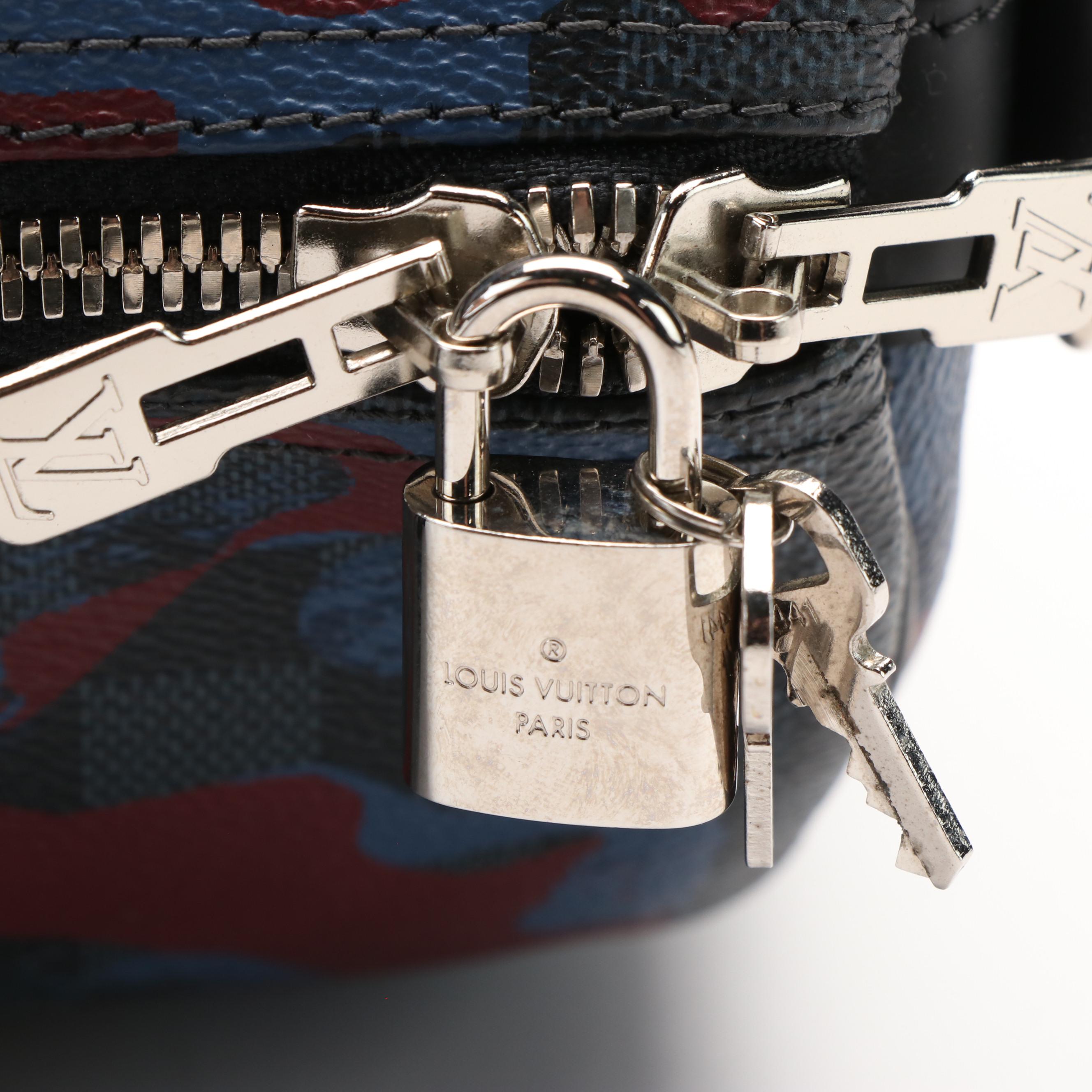 Louis Vuitton Keepall Bandoulière 45 Duffel Bag in Damier Cobalt Camouflage