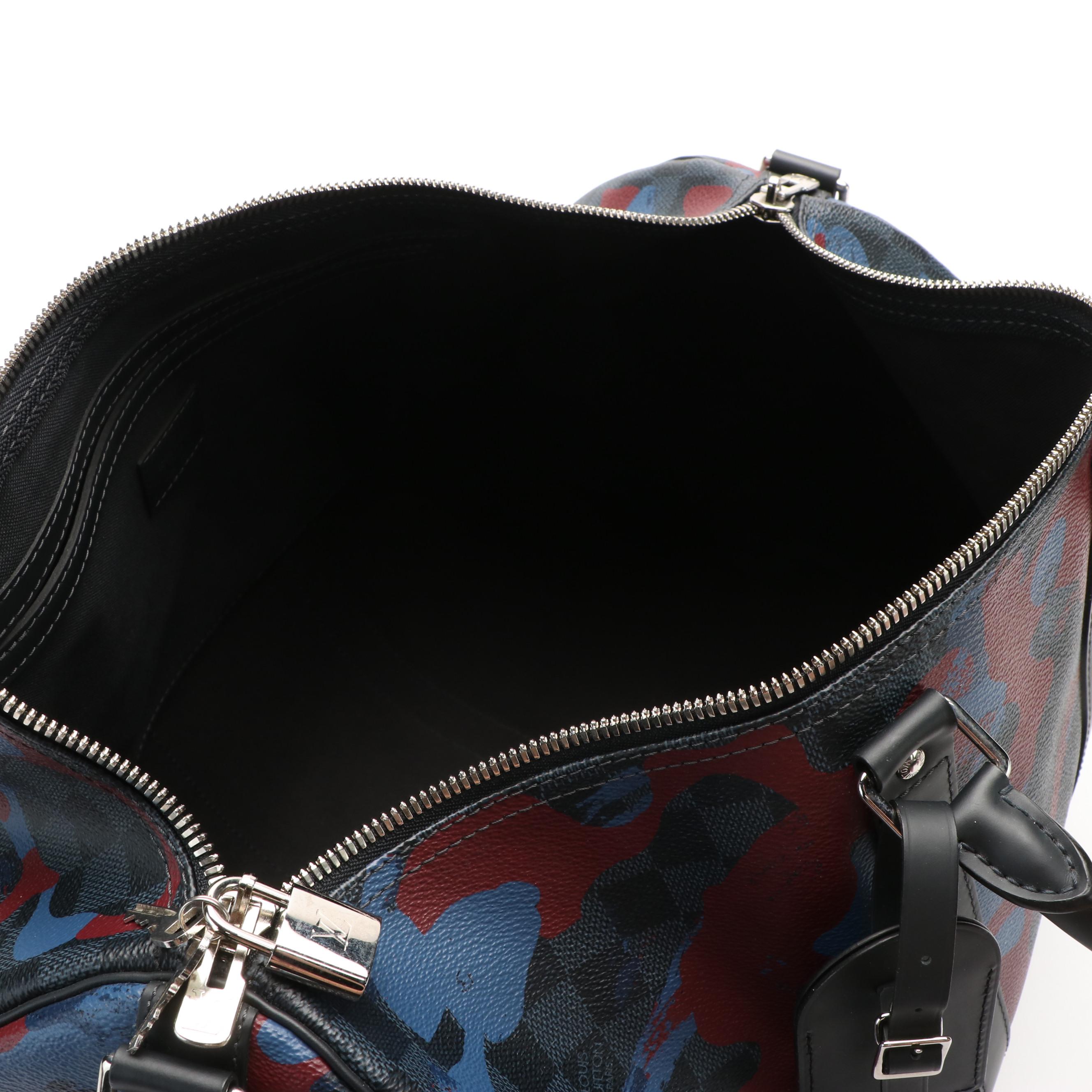 Louis Vuitton Keepall Bandoulière 45 Duffel Bag in Damier Cobalt Camouflage