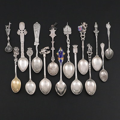 Sterling, 900 Silver, 800 Silver and Silver Plate Souvenir Spoons
