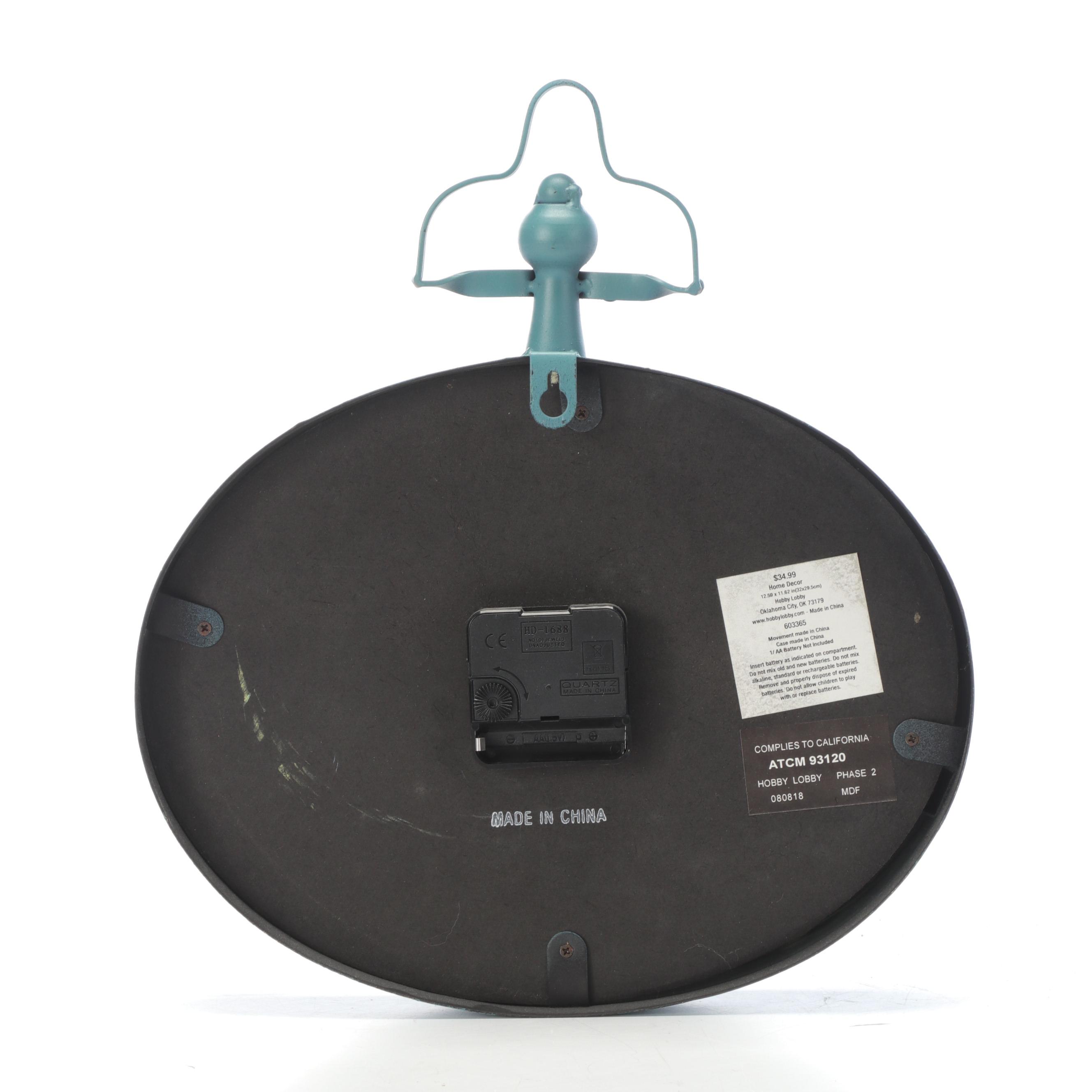 Hobby Lobby Metal Battery Operated Wall Clocks