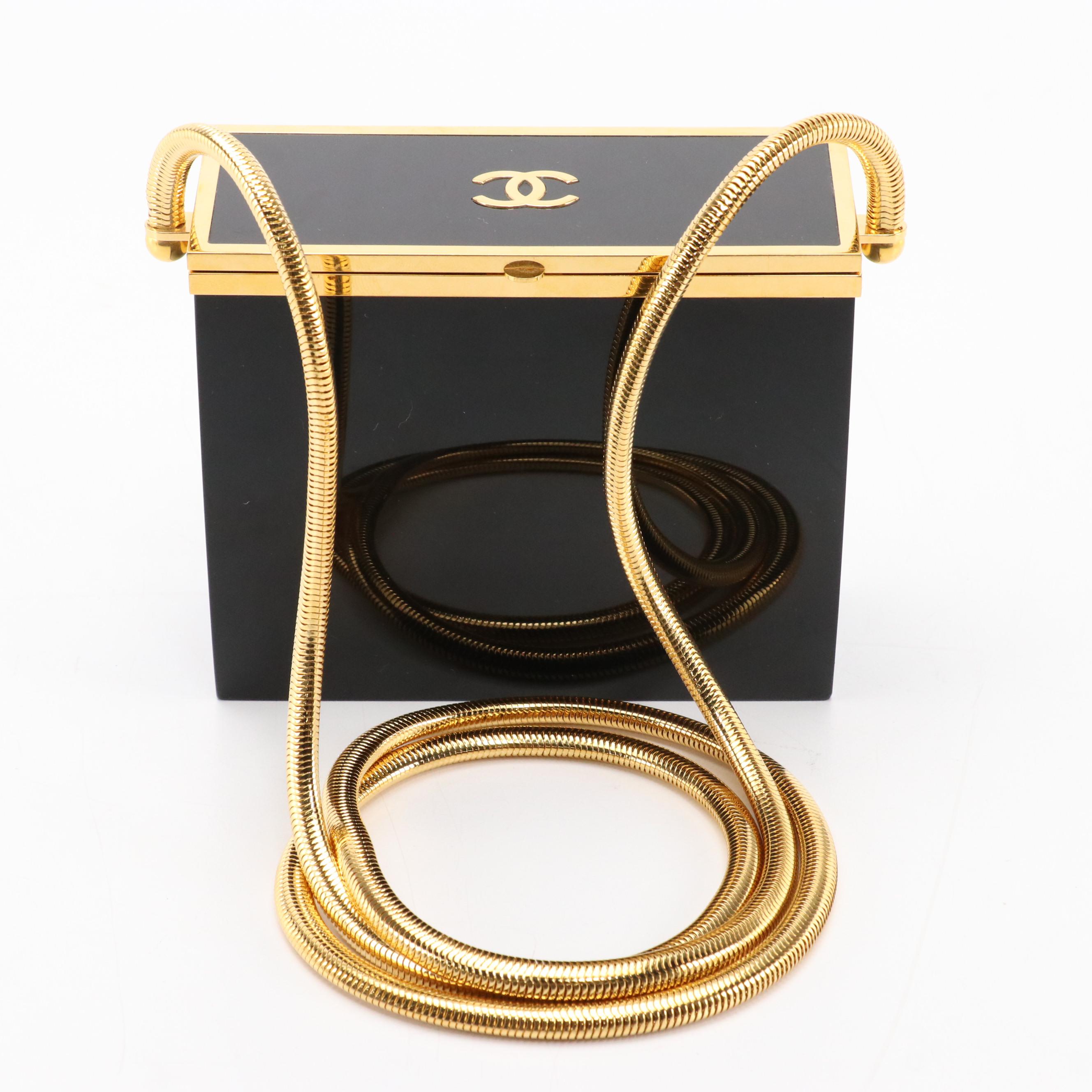 Chanel CC Mini Box Minaudière Bag in Black Lucite