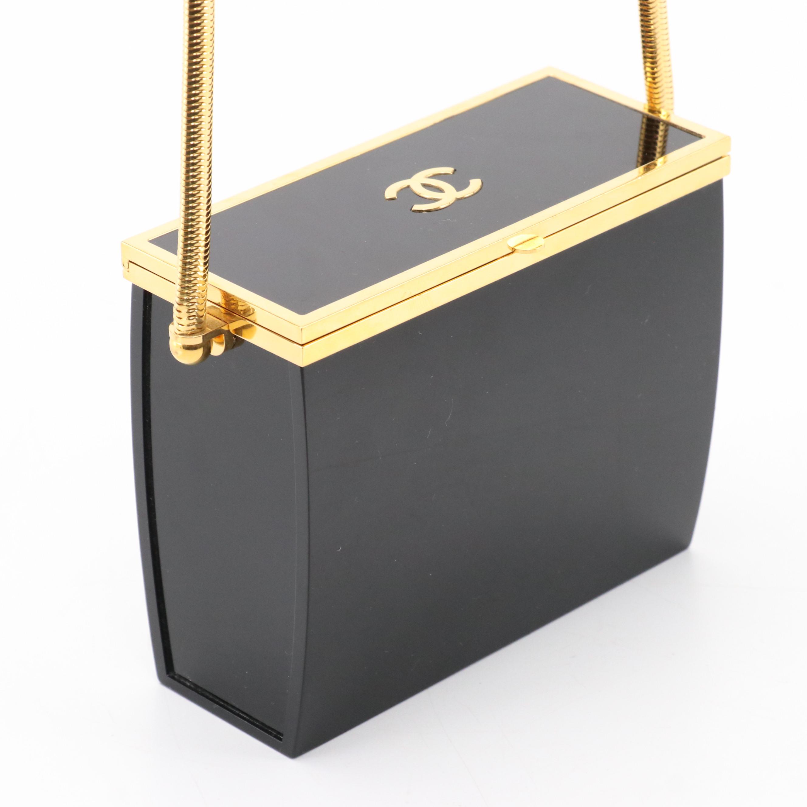 Chanel CC Mini Box Minaudière Bag in Black Lucite