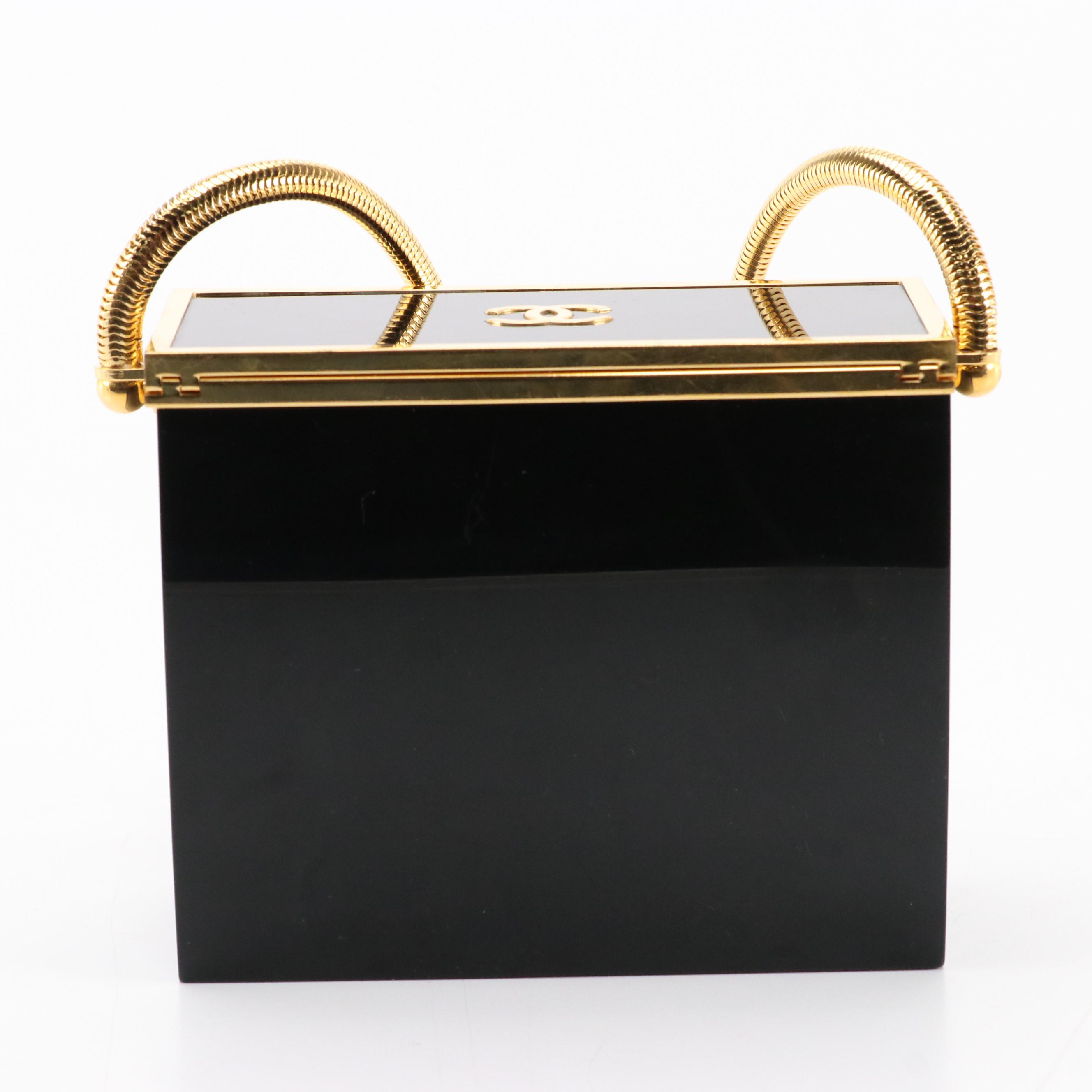 Chanel CC Mini Box Minaudière Bag in Black Lucite