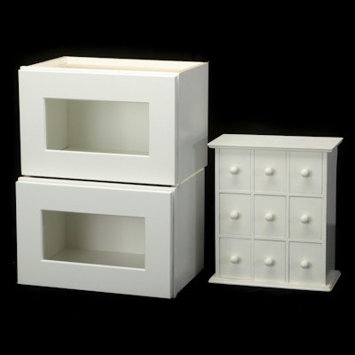 Painted Wall Mounted Apothecary Style Chest and Storage Cabinets