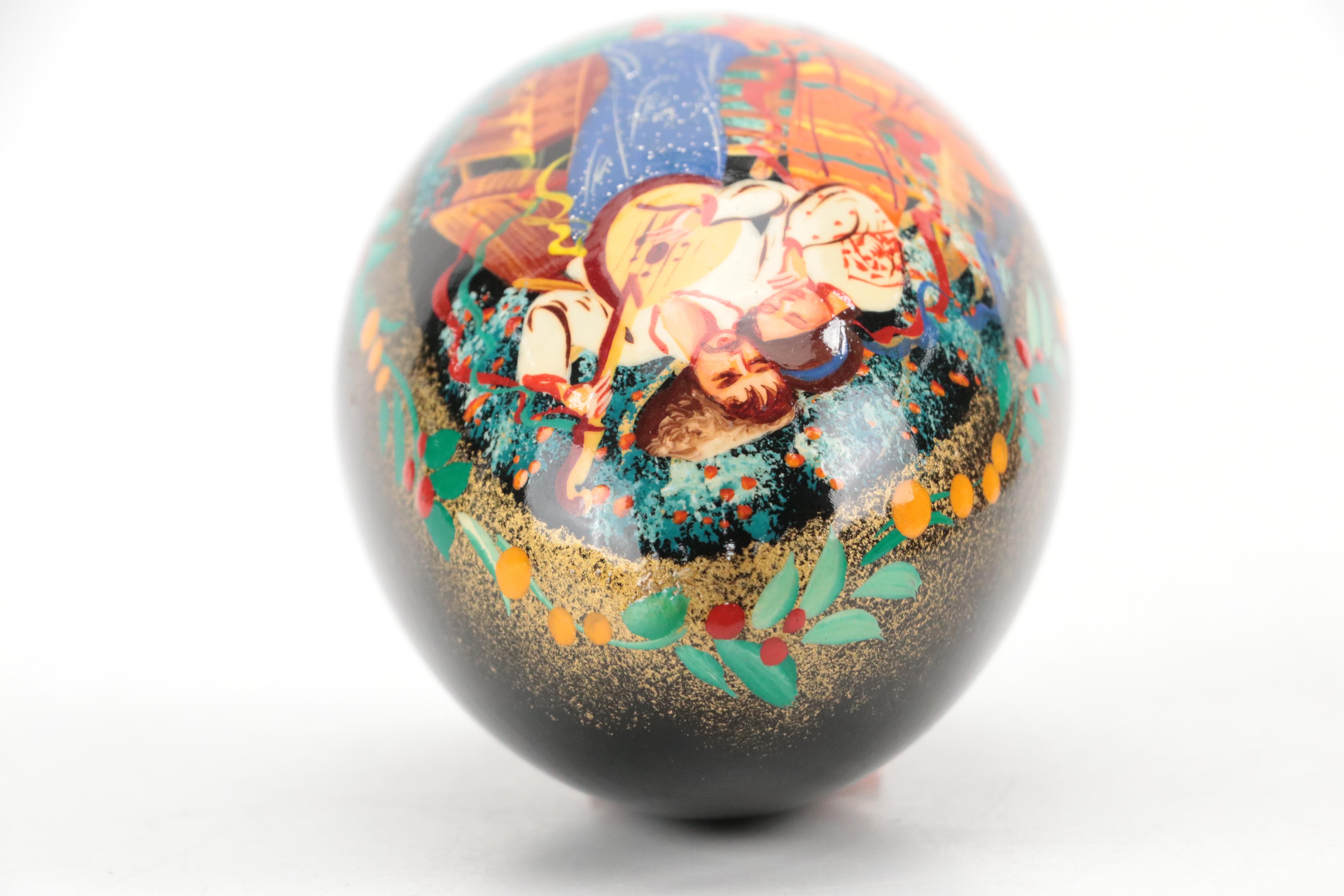 Russian Lacquered Egg with Reuge Wood Music Box and More