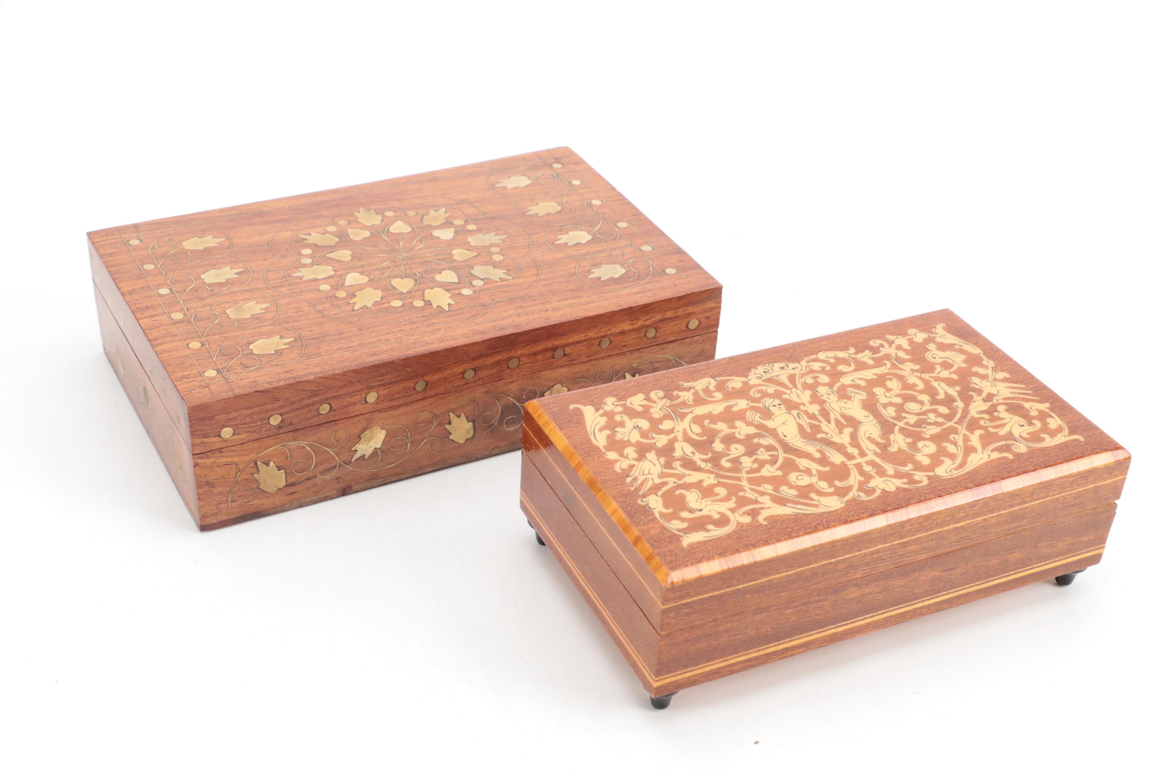 Russian Lacquered Egg with Reuge Wood Music Box and More