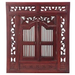 Balinese Style Carved Teak Framed Wall Mirror
