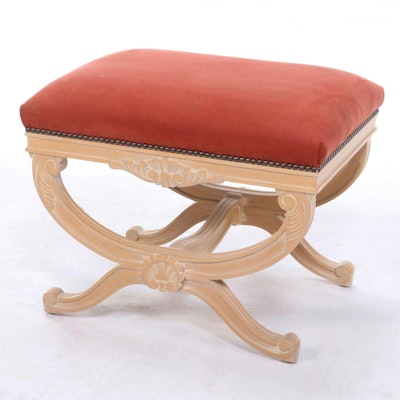Isenhour Furniture Louis XV Style Beech and Custom-Upholstered Tabouret