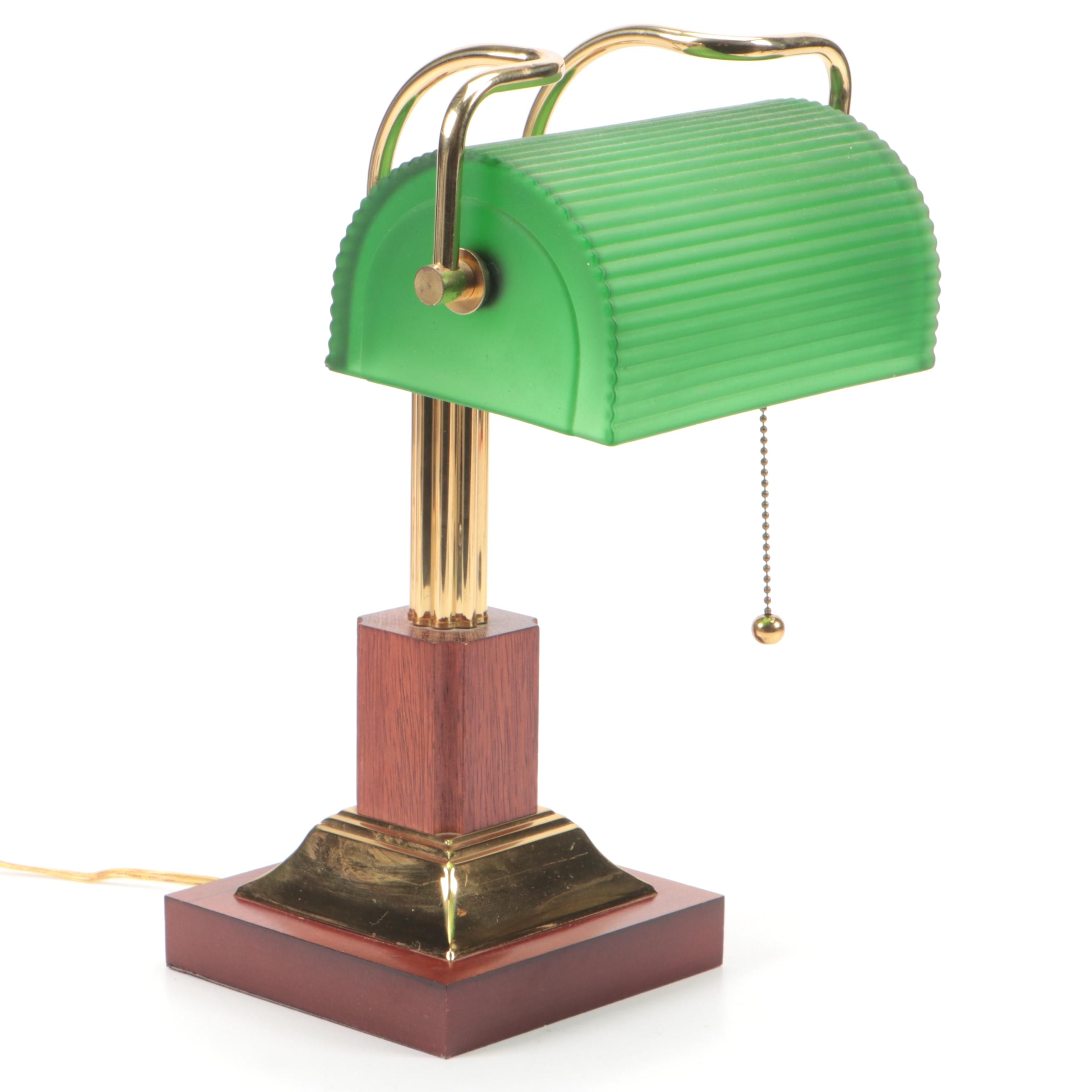 Glass Shade Banker's Table Lamp