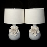 Pair of Applied Flower Ceramic Table Lamps