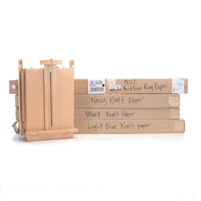 Wooden Sketchbox Easel with Kraft Paper
