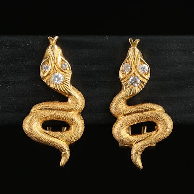 18K 0.15 CTW Diamond Snake Earrings