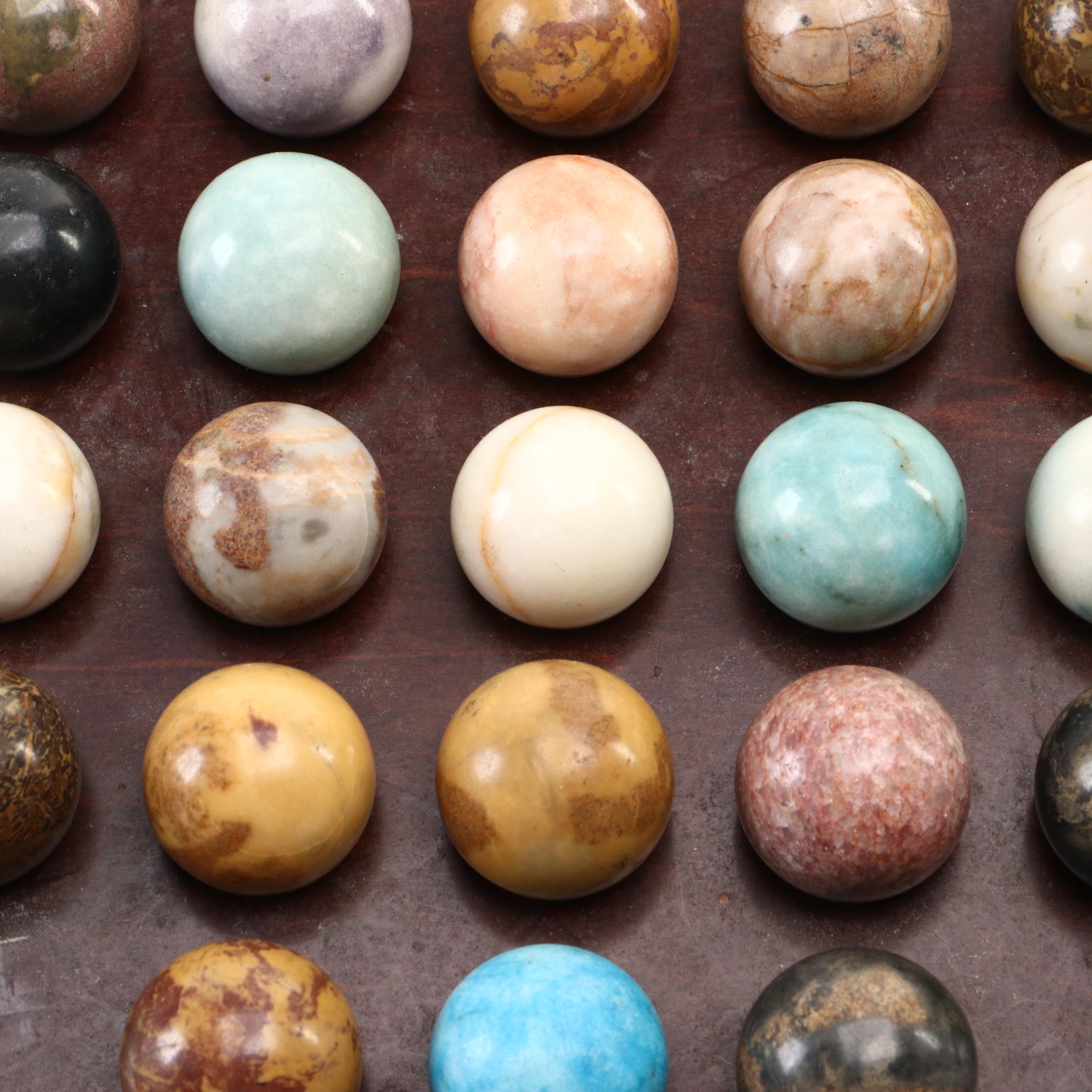 Bombay Company Wooden Solitaire Board with Polished Stone Marbles