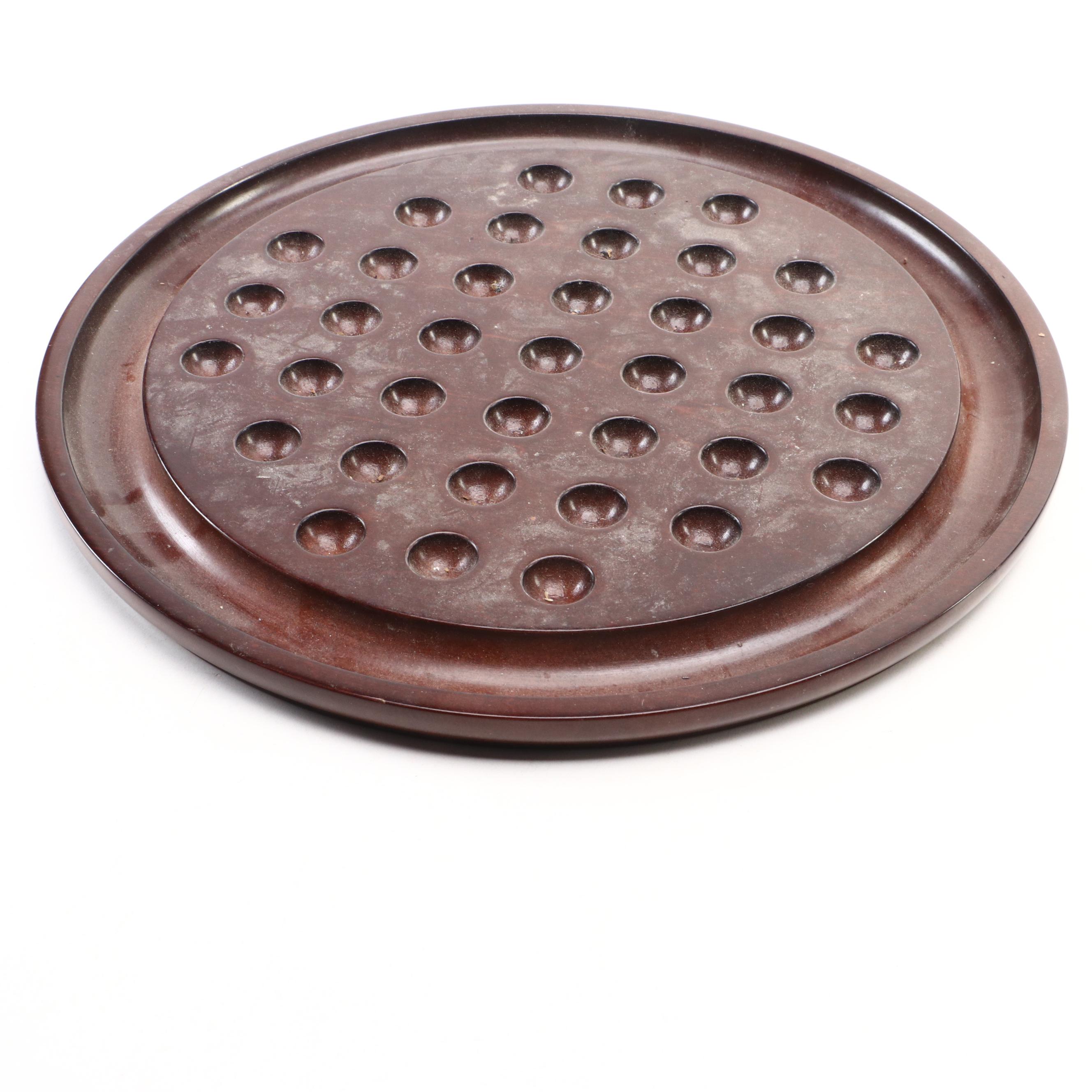 Bombay Company Wooden Solitaire Board with Polished Stone Marbles