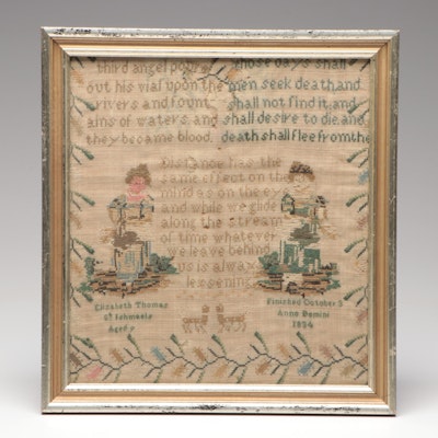 Welsh William IV Period Cross Stitch Sampler, 1834