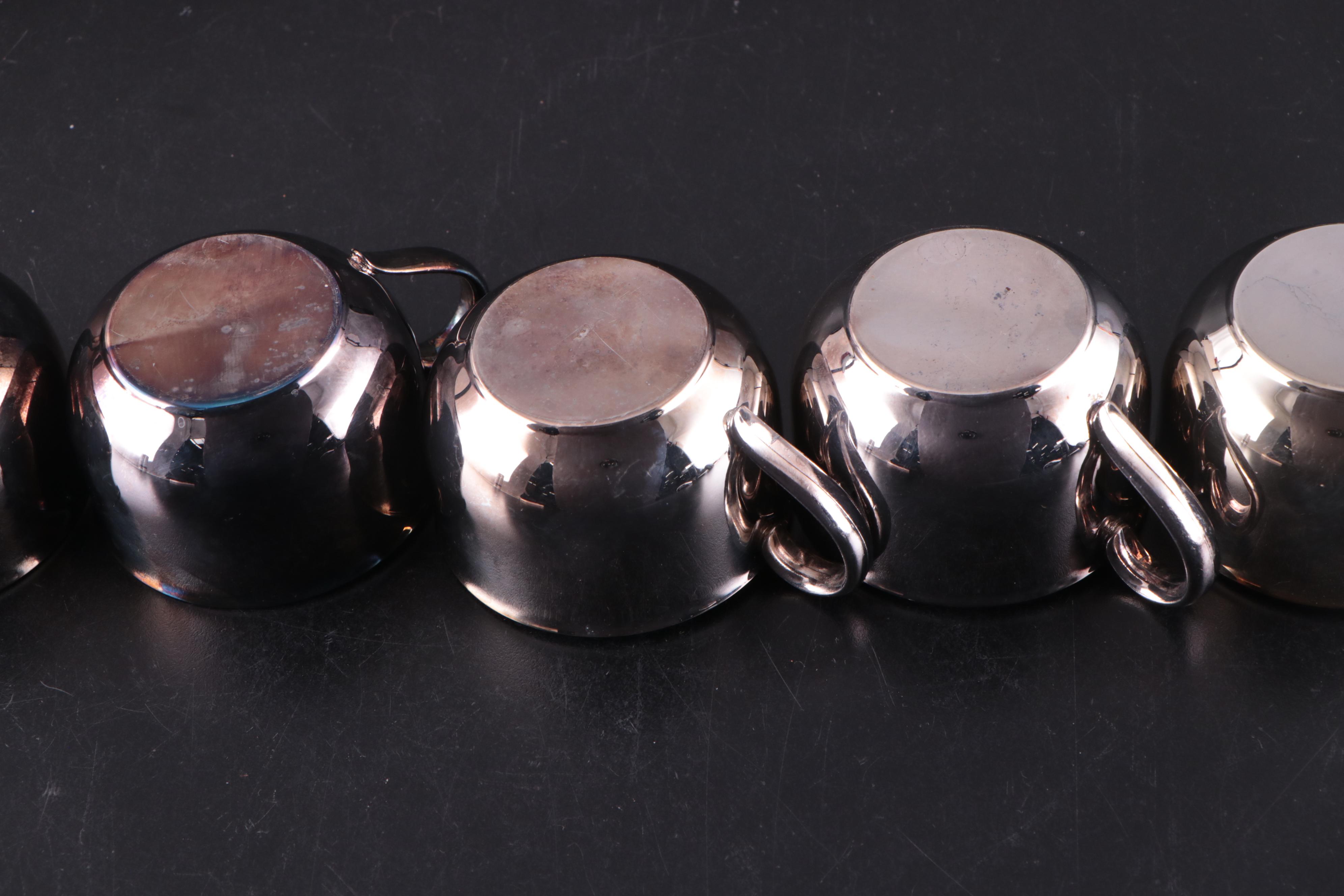 Oneida "Park Lane" Silver Plate Punch Cups and "Paul Revere" Punch Bowl